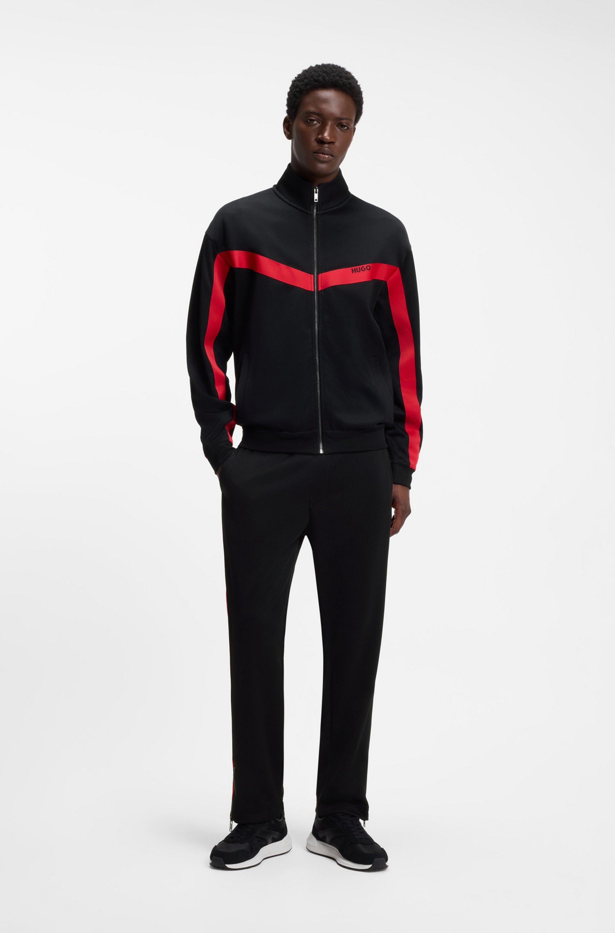 HUGO Sweatjacke »Darti« Stehkragen, Relaxed Fit, Logo-Tape