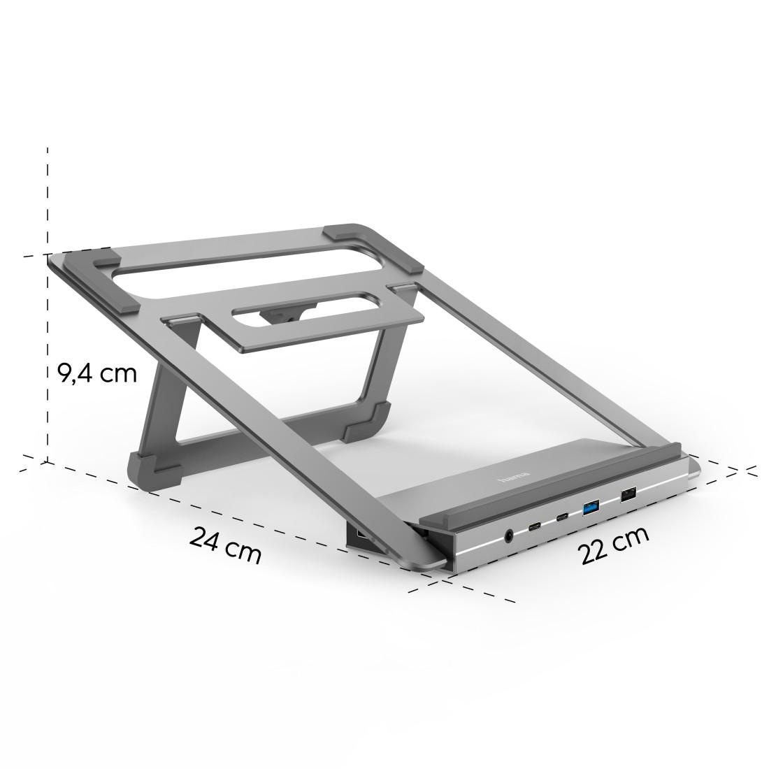 Hama Laptop-Dockingstation »USB-C Docking Station, Stand Notebook Halterung 12Ports für Laptop«, 4x USB-A, 3x USB-C,2x HDMI, 1x DisplayPort, 1x LAN, 1x 3,5mm Audio Aux