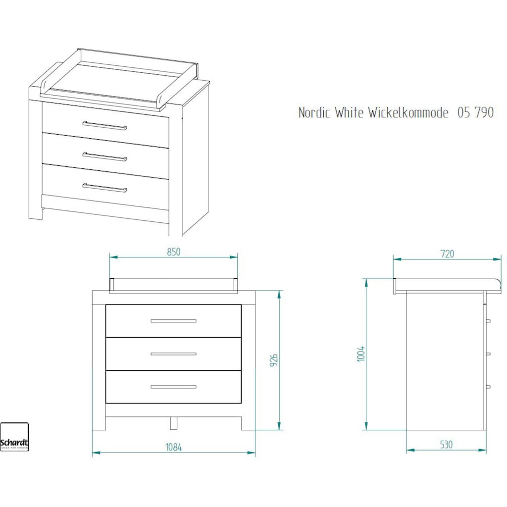 Schardt Babyzimmer-Komplettset »Nordic White«, (Set, 3 St., Kinderbett, Schrank, Wickelkommode)