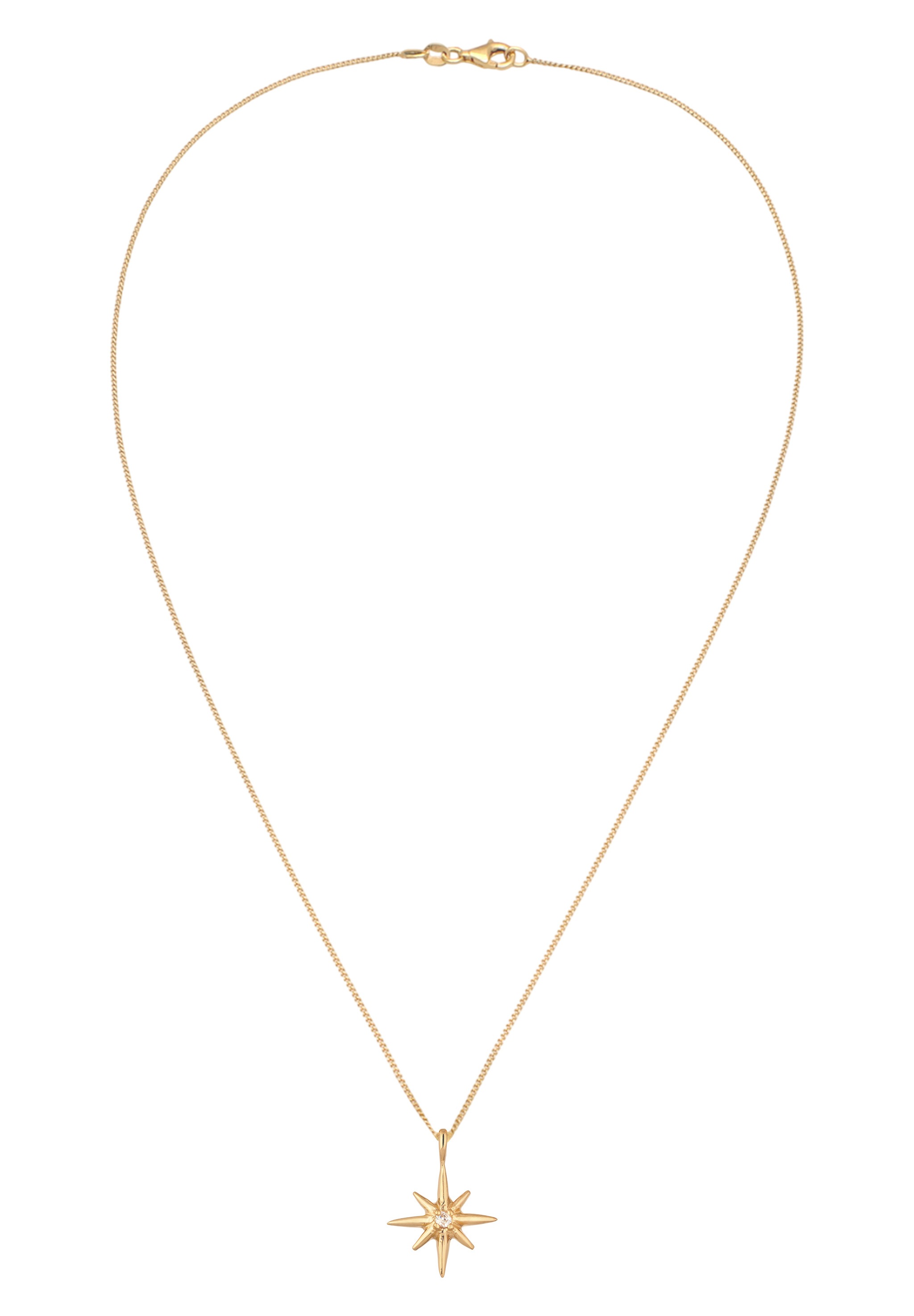 Elli DIAMONDS Silberkette »Halskette Stern mit Laborgezüchteten Diamant (0.035 ct) 925 Sterling Silber«