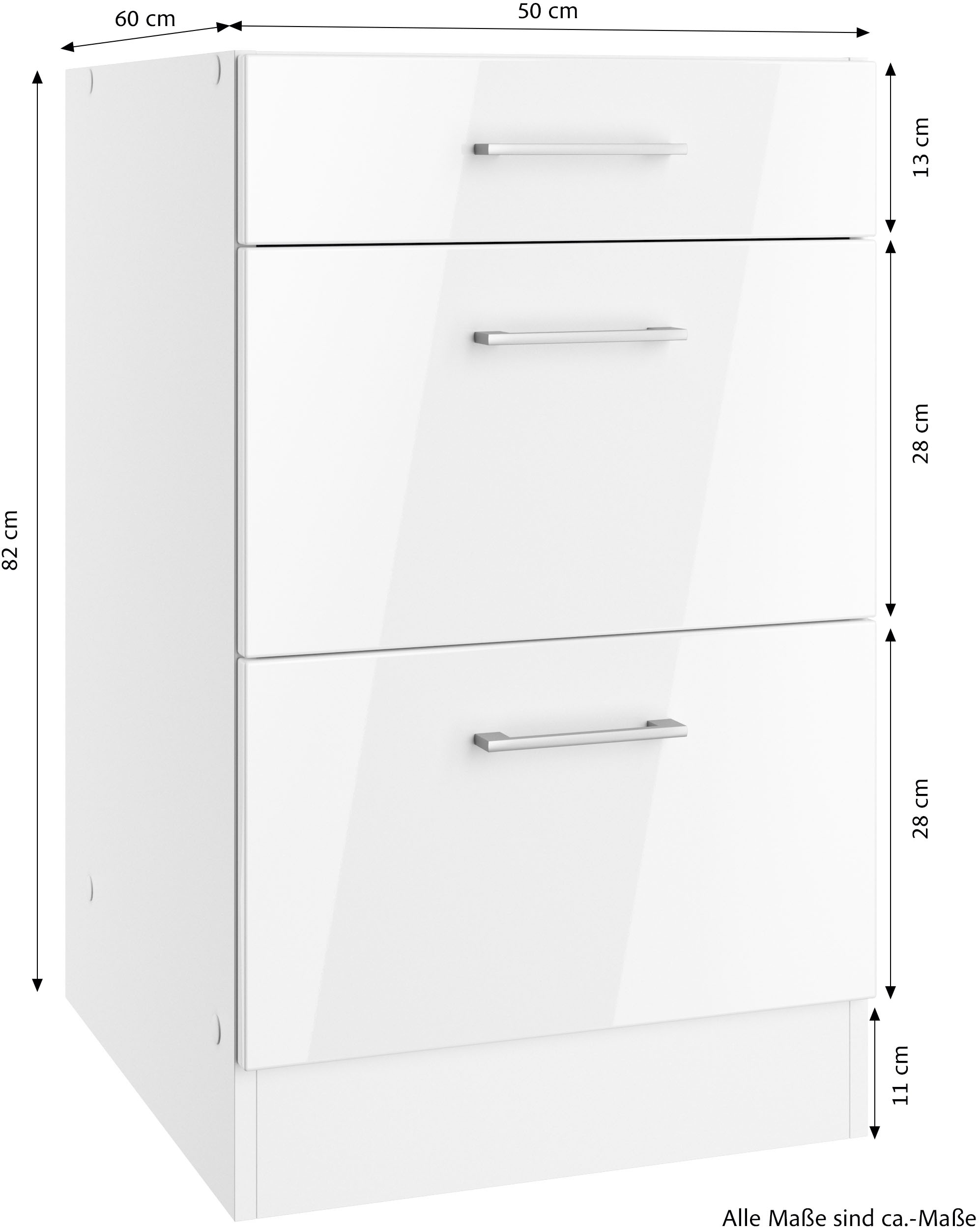 KOCHSTATION Unterschrank »KS-Milan« Auszugschrank 50 cm, matte oder hochglänzende Fronten
