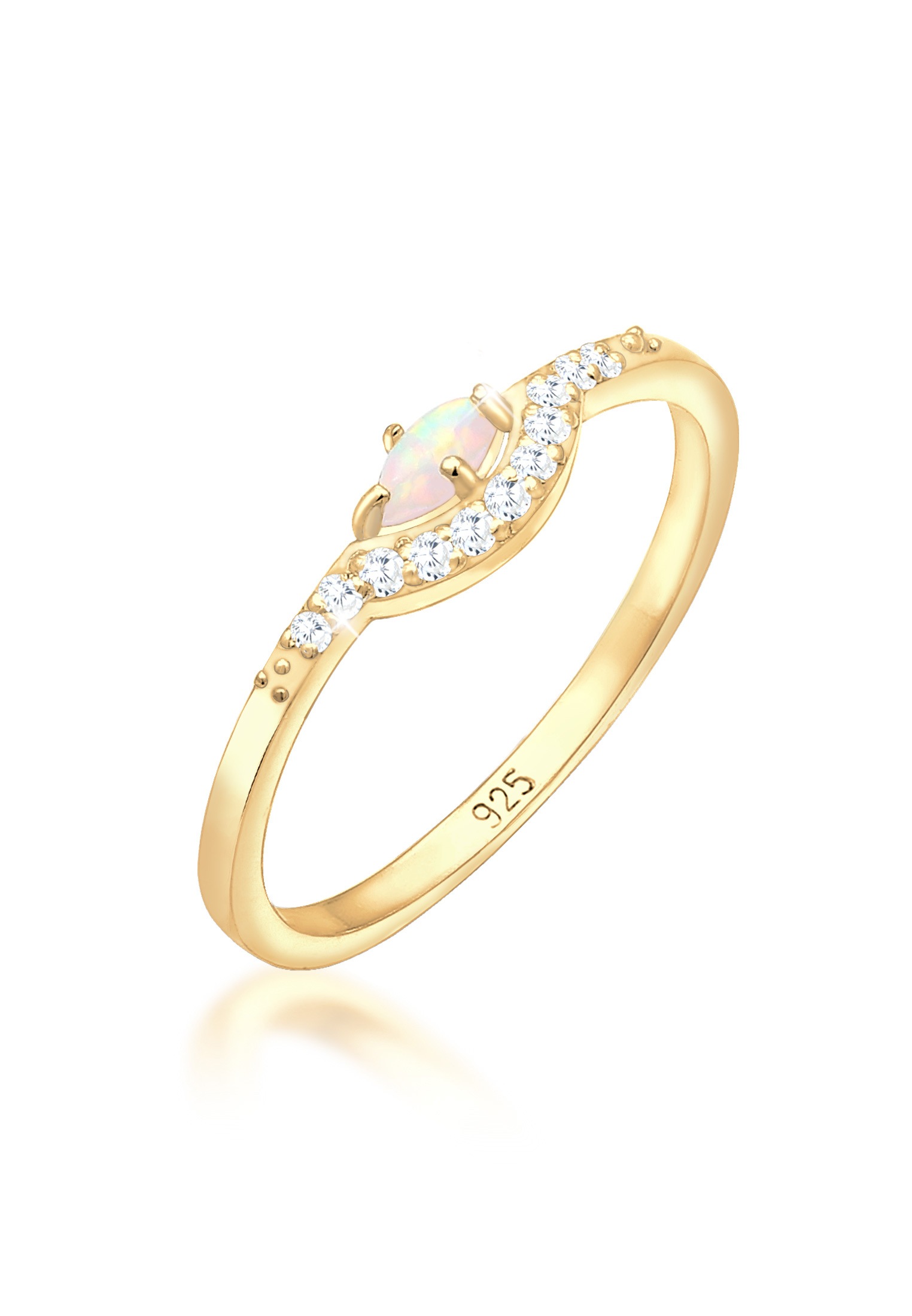 Elli Trauring »Ring Elli Ring Vintage Design Zirkonia Marquise Opal 925er Silber«