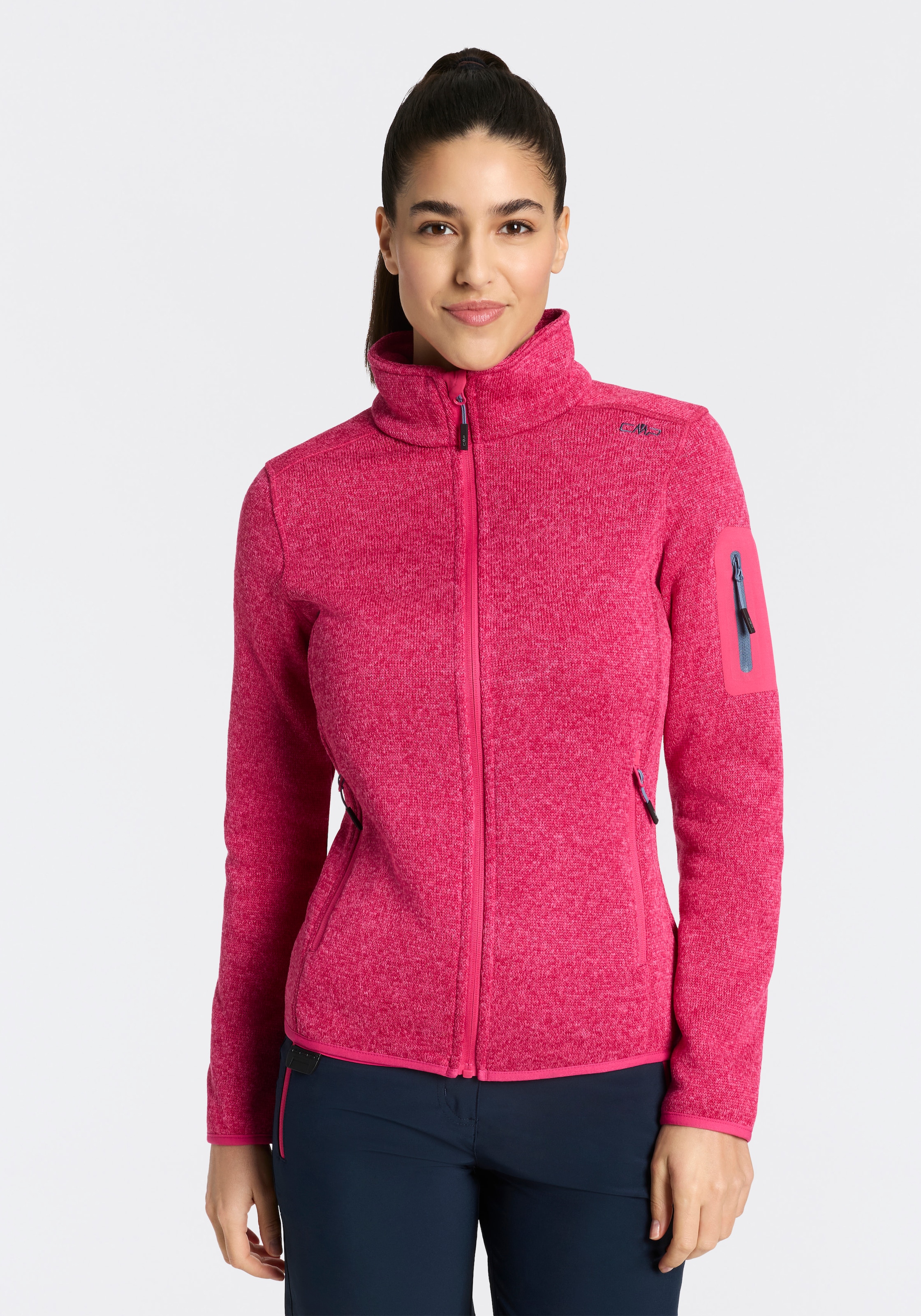 CMP Strickfleecejacke »KNITTED MELANGE FLEECE WOMAN JACKET« Wärmeisolierend & Schnell trocknend & Atmungsaktiv, Übergangsjacke