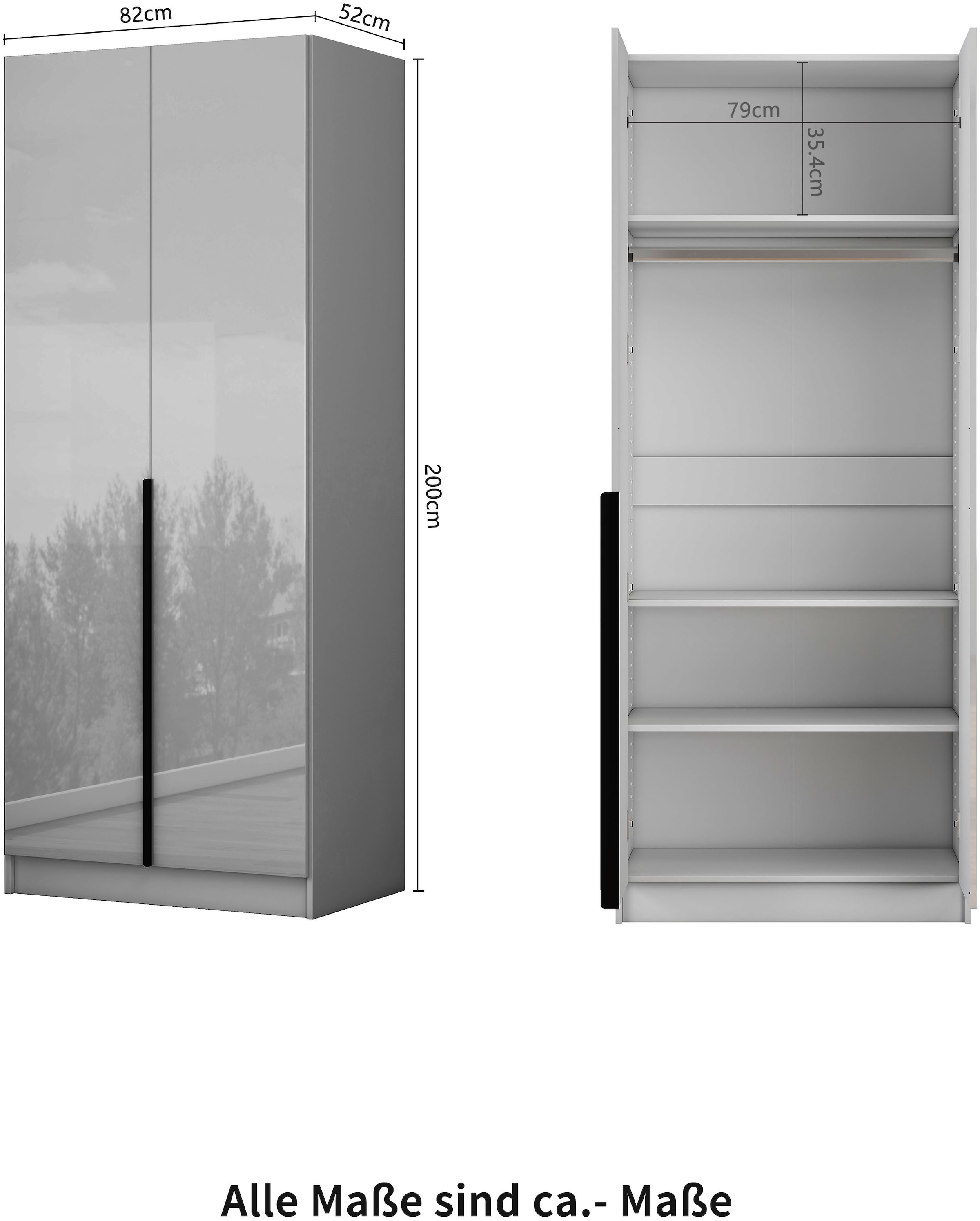 OTTO home Kleiderschrank »Annor Schlafzimmerschrank Breite 82cm hochglanz Schrank Garderobe«