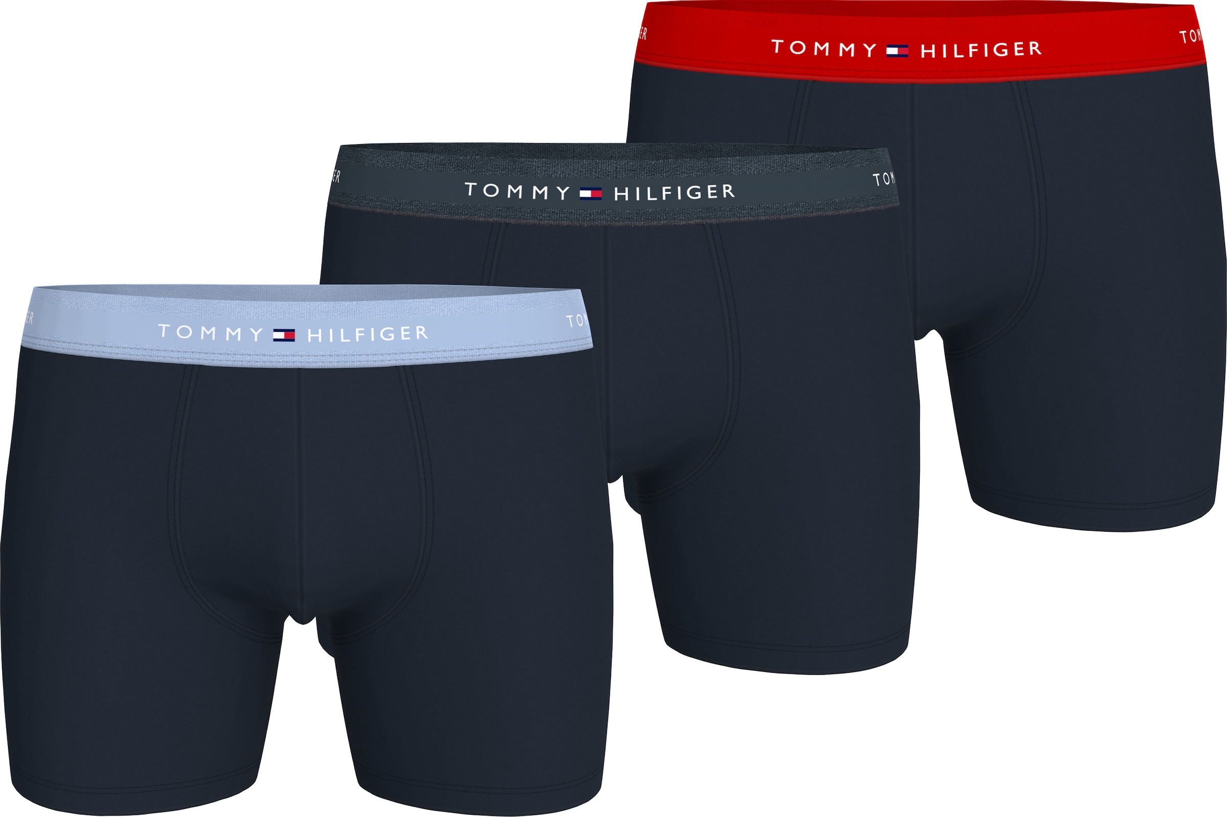 Tommy Hilfiger Underwear Boxershorts »3P BOXER BRIEF WB«, (Packung, 3 St., 3er-Pack), mit kontrastfarbenem Logobund