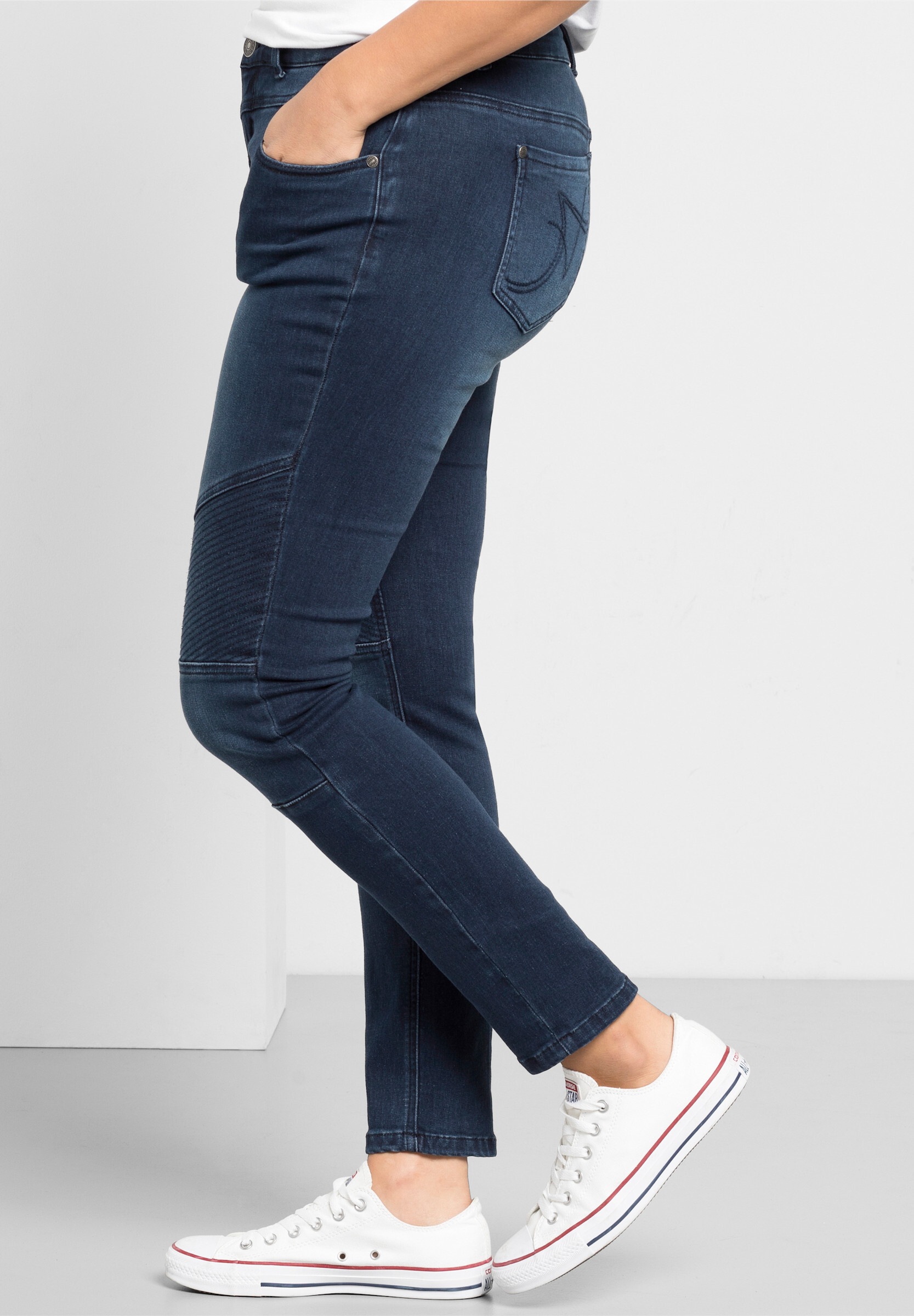 Sheego Skinny-fit-Jeans »Stretch-Jeans Skinny Jeans im Biker-Look« Power-Stretch-Qualität