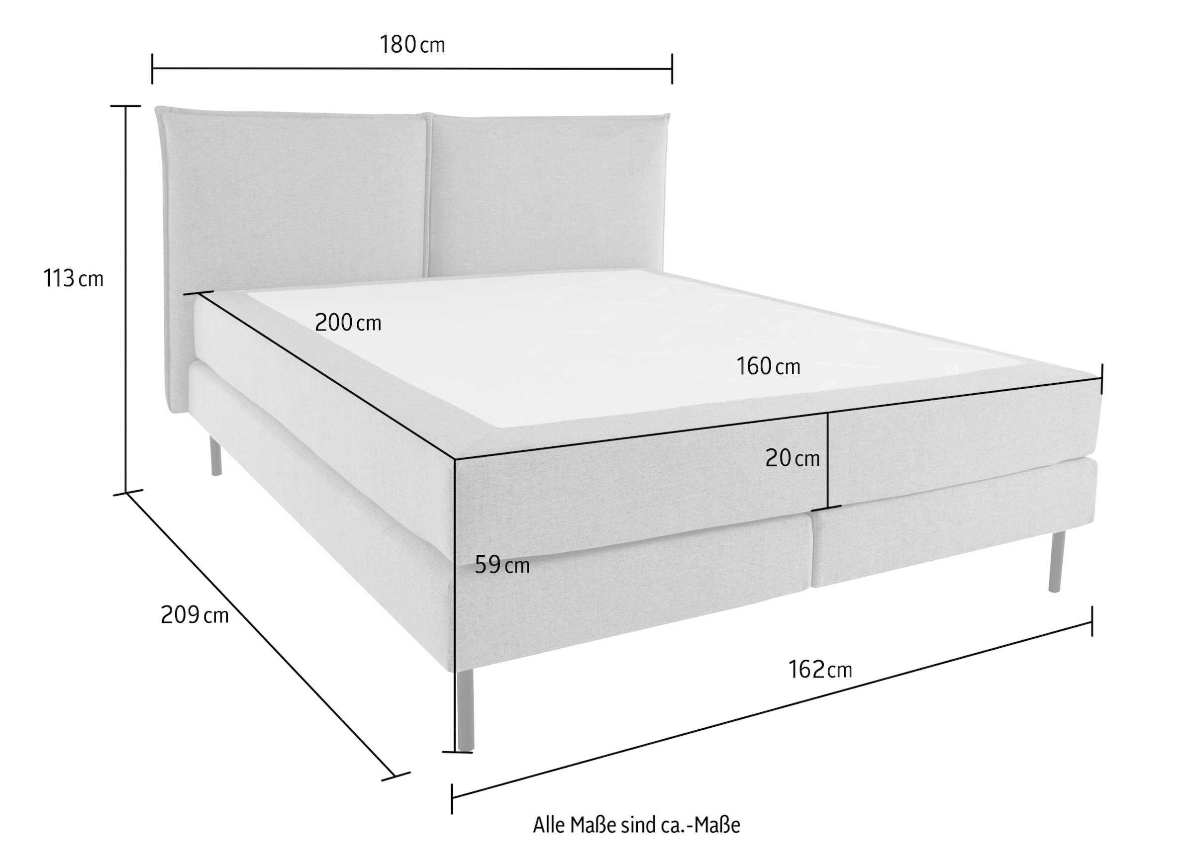 LeGer Home by Lena Gercke Bett »ERIK Boxbett mit Bonnell-/Taschen-Federkernmatratze, Breite 160/180cm« wahlweise Härtegrad der Matratze H2/H3/H4, Polsterbett mit/ohne Topper
