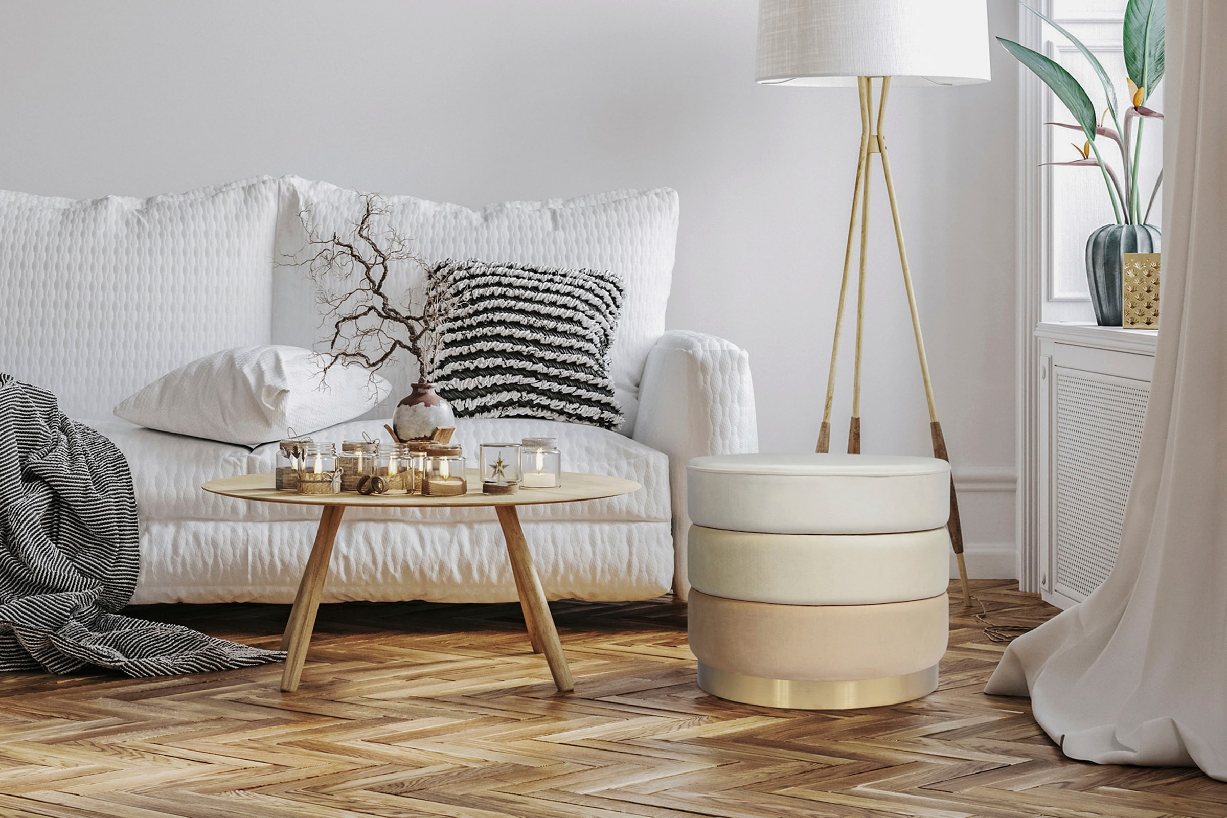 Kayoom Sitzhocker »Hocker Elyse, Edler Touch durch goldenen Sockel«, (1 St.), samtweich, hochwertig, Perfekt aufeinander abgestimmte Farben