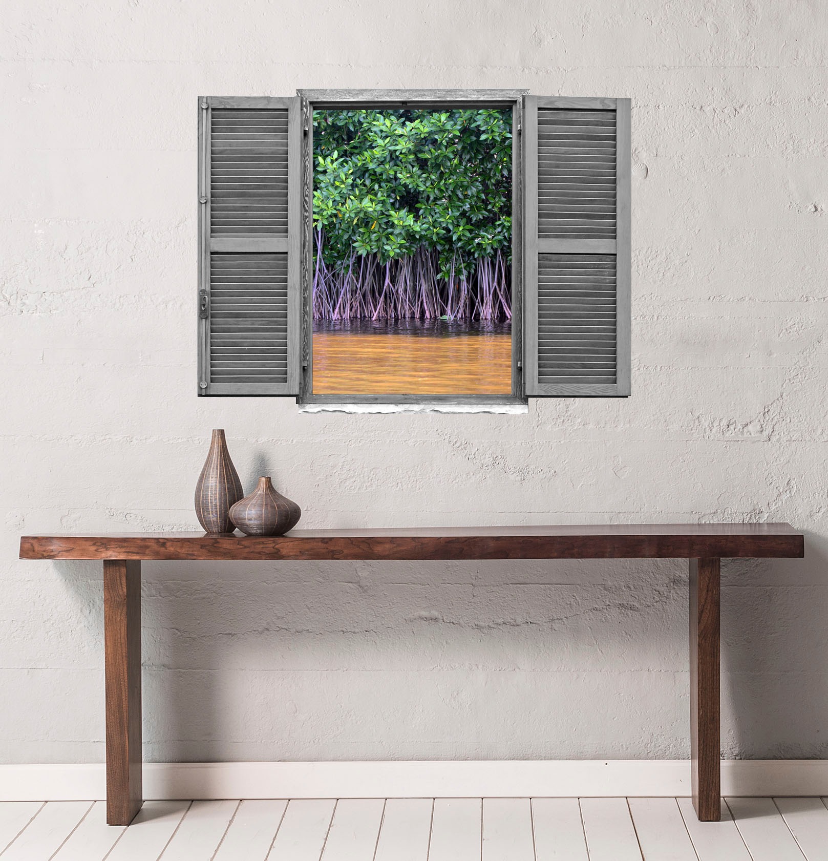 queence Wandtattoo »Bäume im See« Wandsticker, Wandbild, selbstklebend, 3D, Fenster