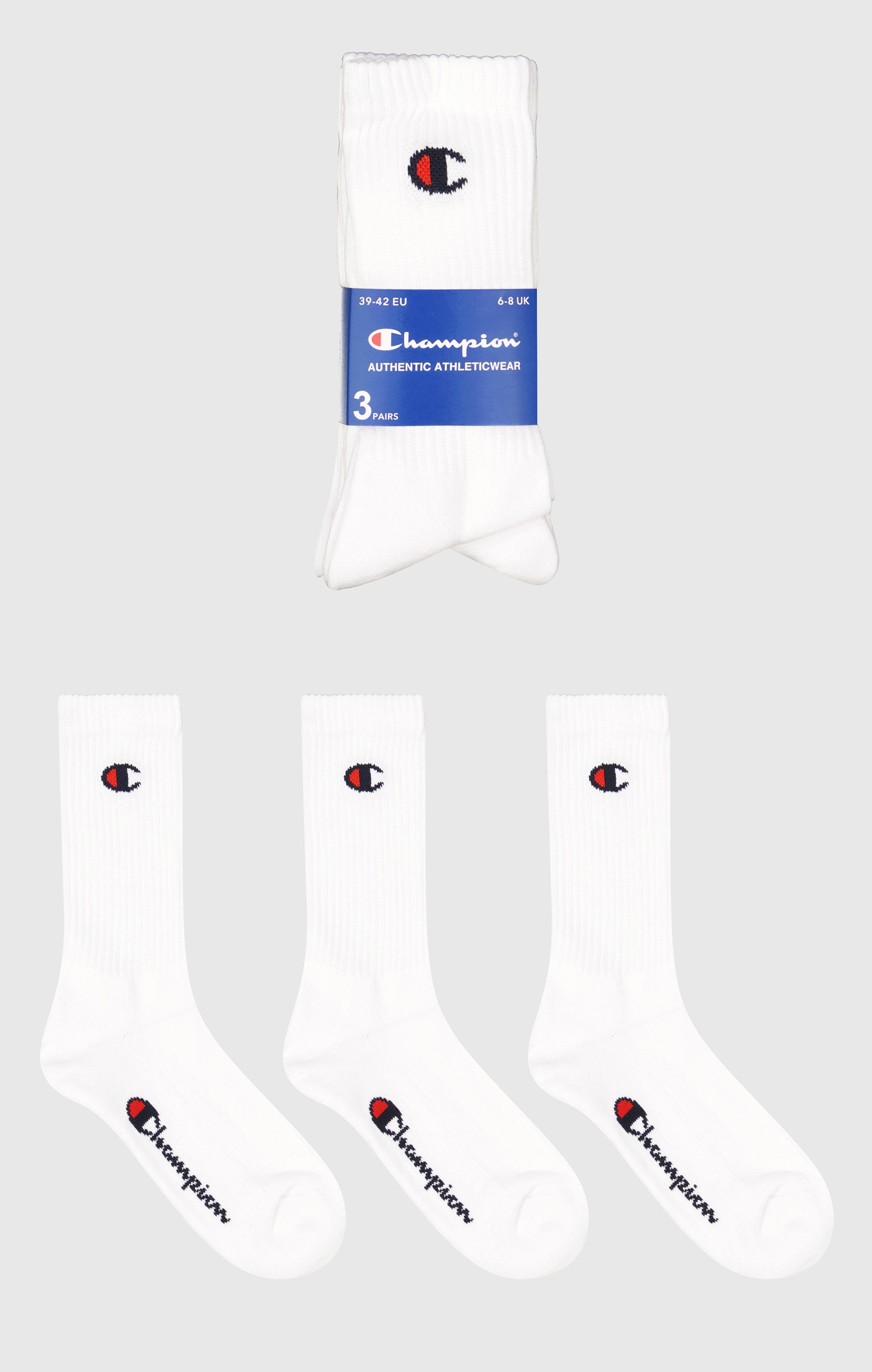 Champion Tennissocken »3 Pack Crew Socks« 3 Paar tlg. für sportive Aktivitäten, sportlicher Stil, elastische Passform