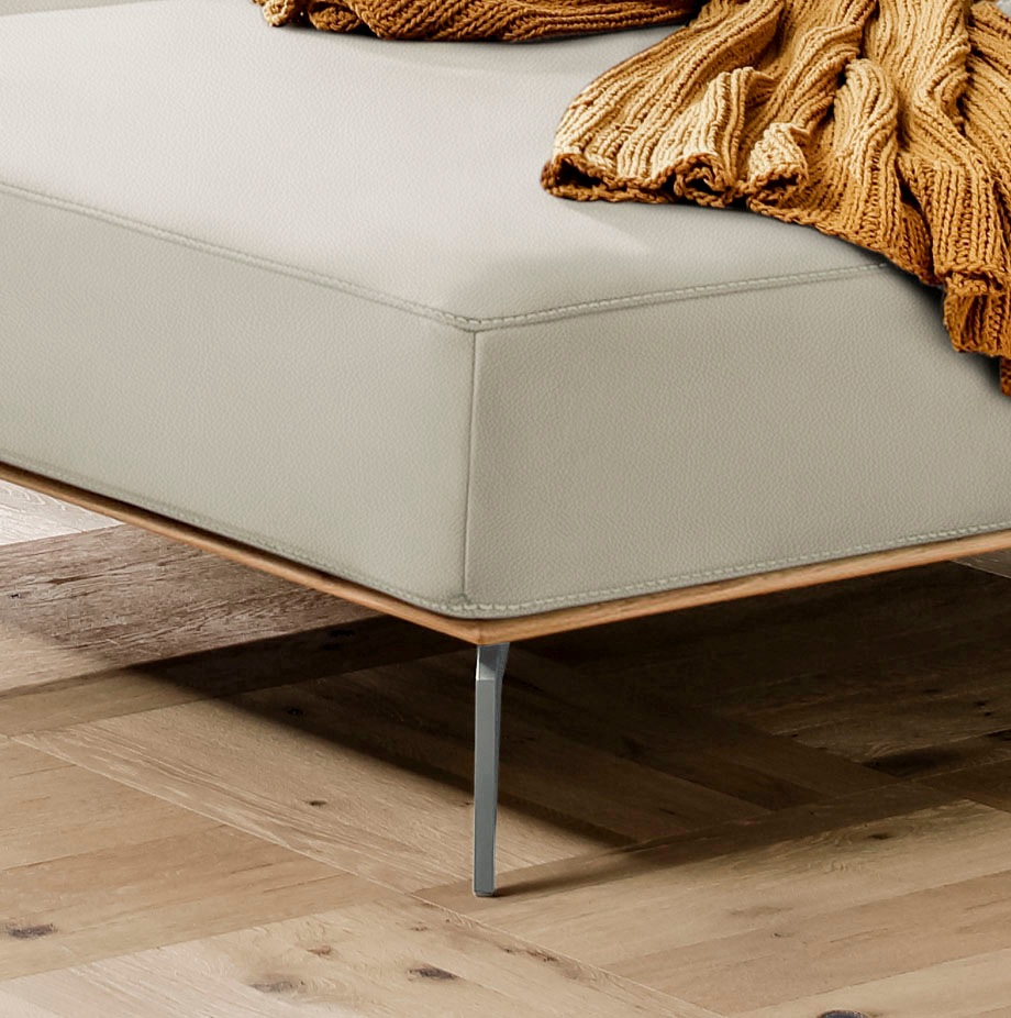 W.SCHILLIG Ecksofa »run, Designsofa mit tollem Sitzkomfort, bequem, L-Form«, mit elegantem Holzsockel, Füße in Silber matt, Breite 279 cm