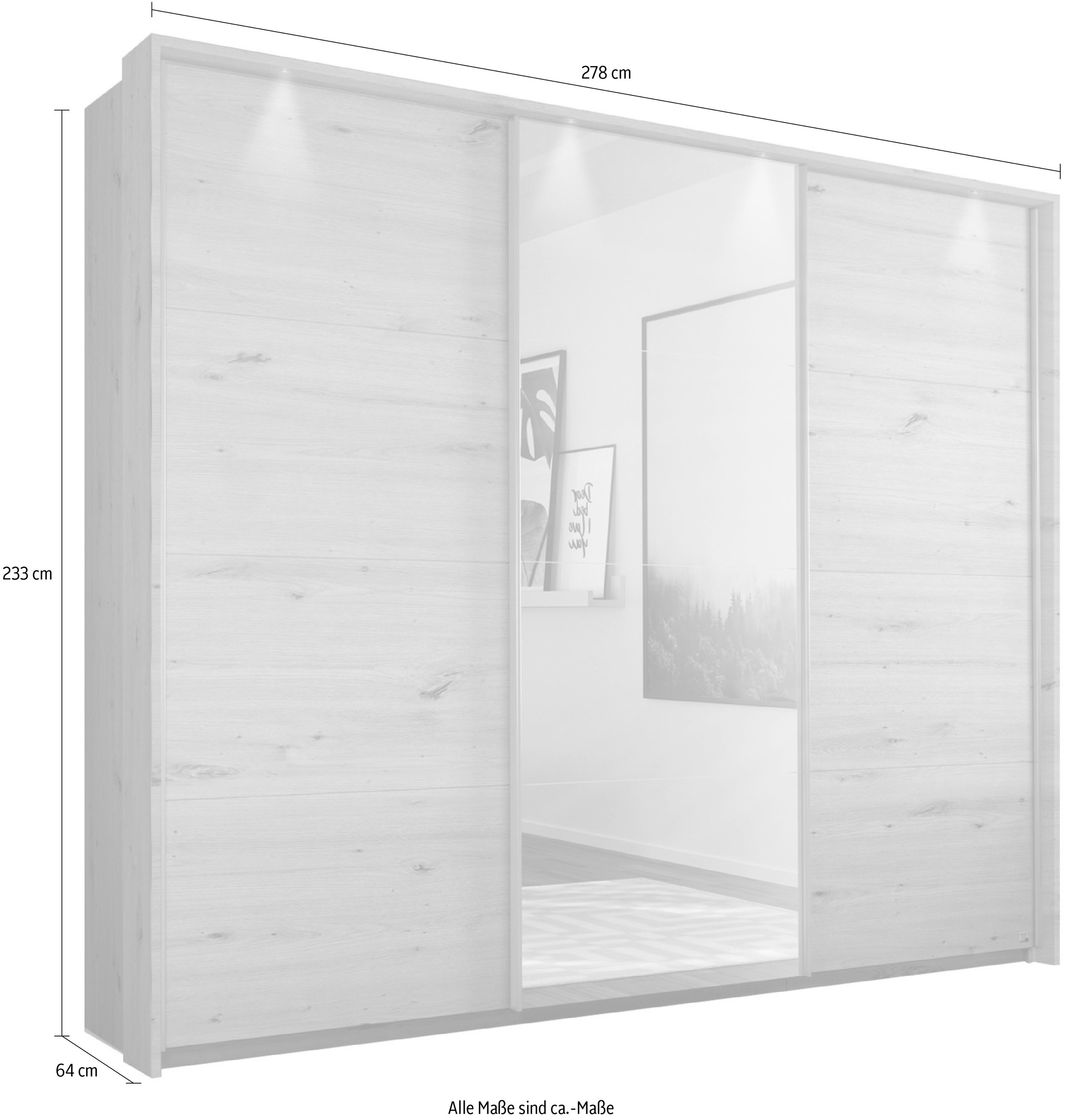 rauch Schwebetürenschrank »Kleiderschrank Schrank Garderobe CORTONA mit Passepartout«, und optionaler Beleuchtung inkl. Inneneinteilung 2 Boxen und Böden