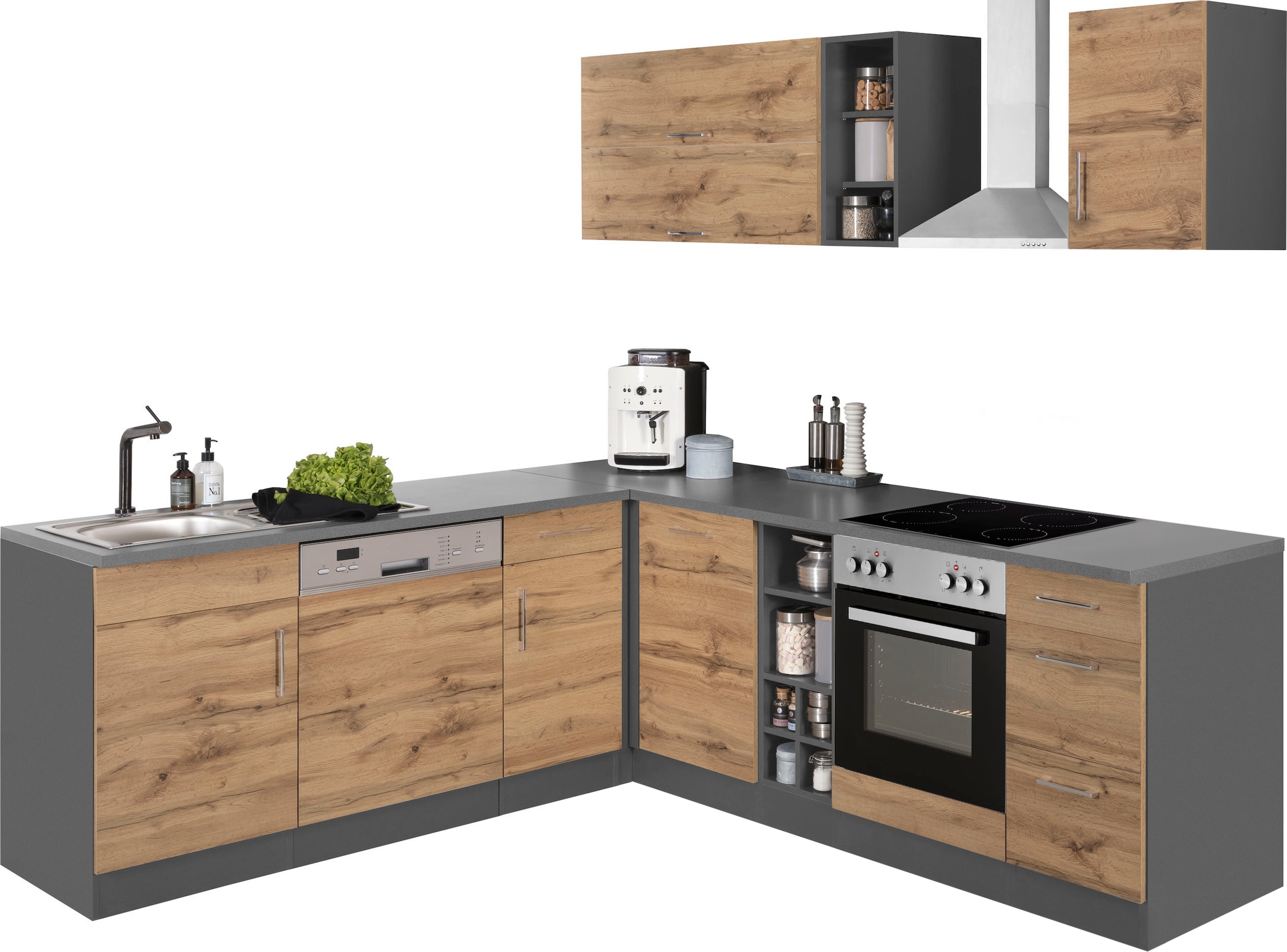 KOCHSTATION Winkelküche »KS-Colmar« ohne E-Geräte, Stellbreite 210/240 cm