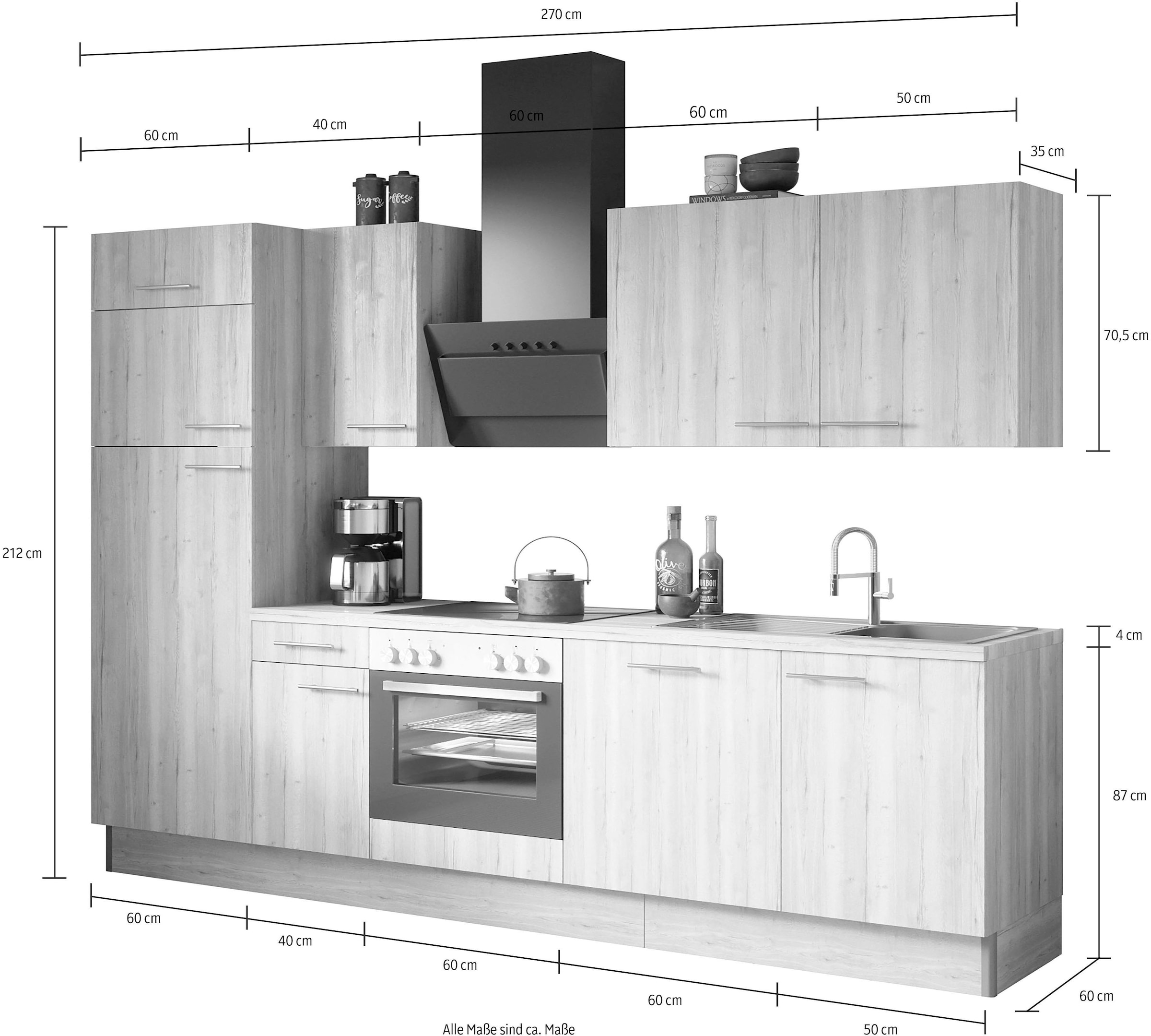 OPTIFIT Küche »Klara«, Breite 270 cm, wahlweise mit E-Geräten