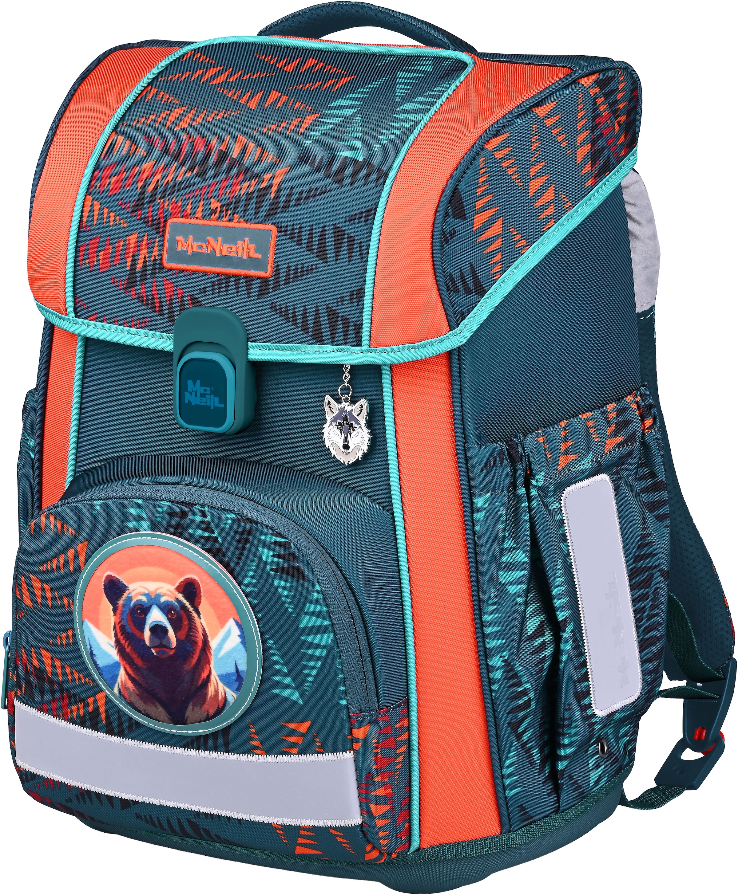 McNeill Schulranzen »Bravo, inkl. Etui, Turnbeutel,« Reflektierende Streifen auf den Schultergurten;Retroreflektierende Flächen