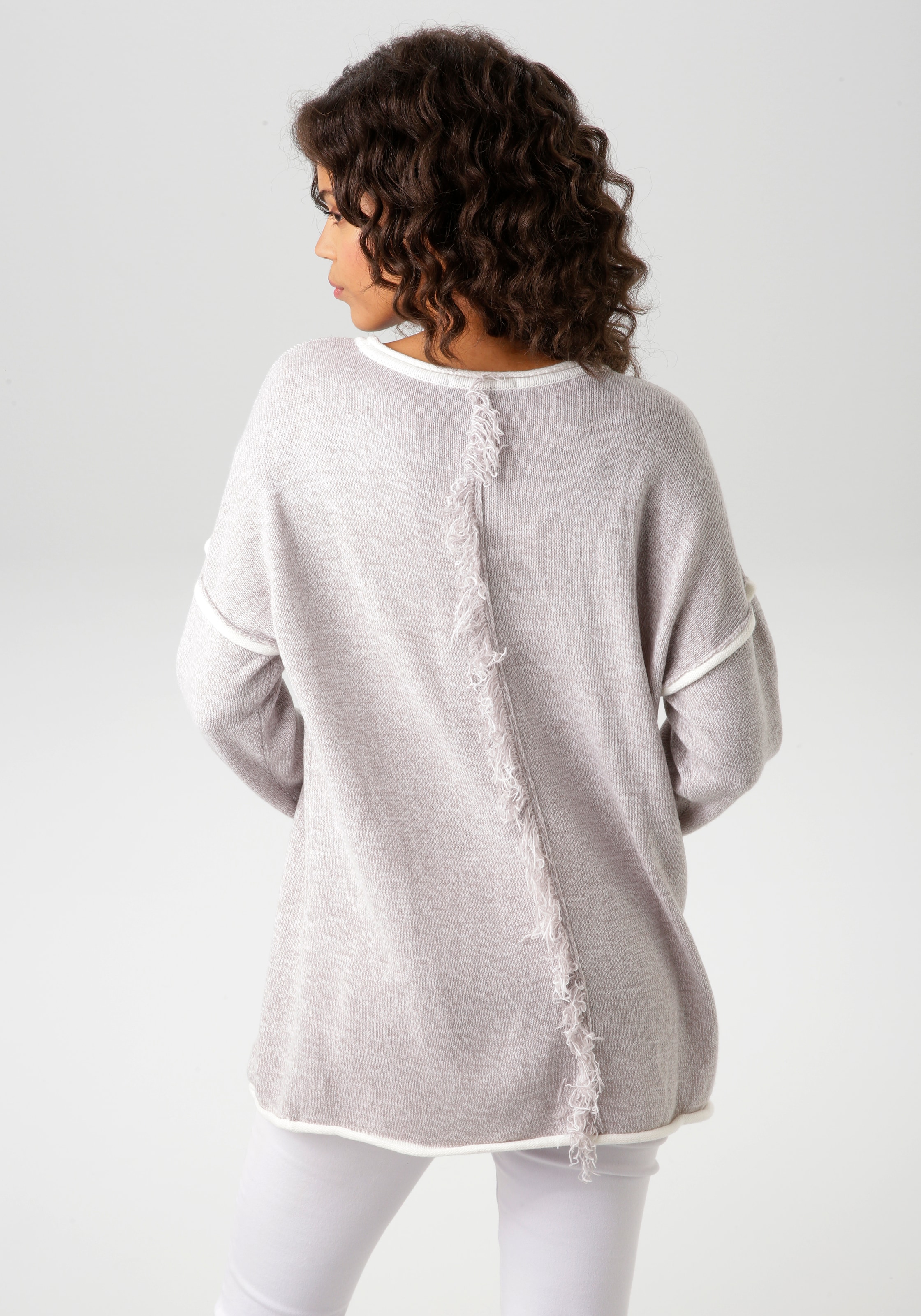 Aniston CASUAL Strickpullover, mit Fransen im Rücken