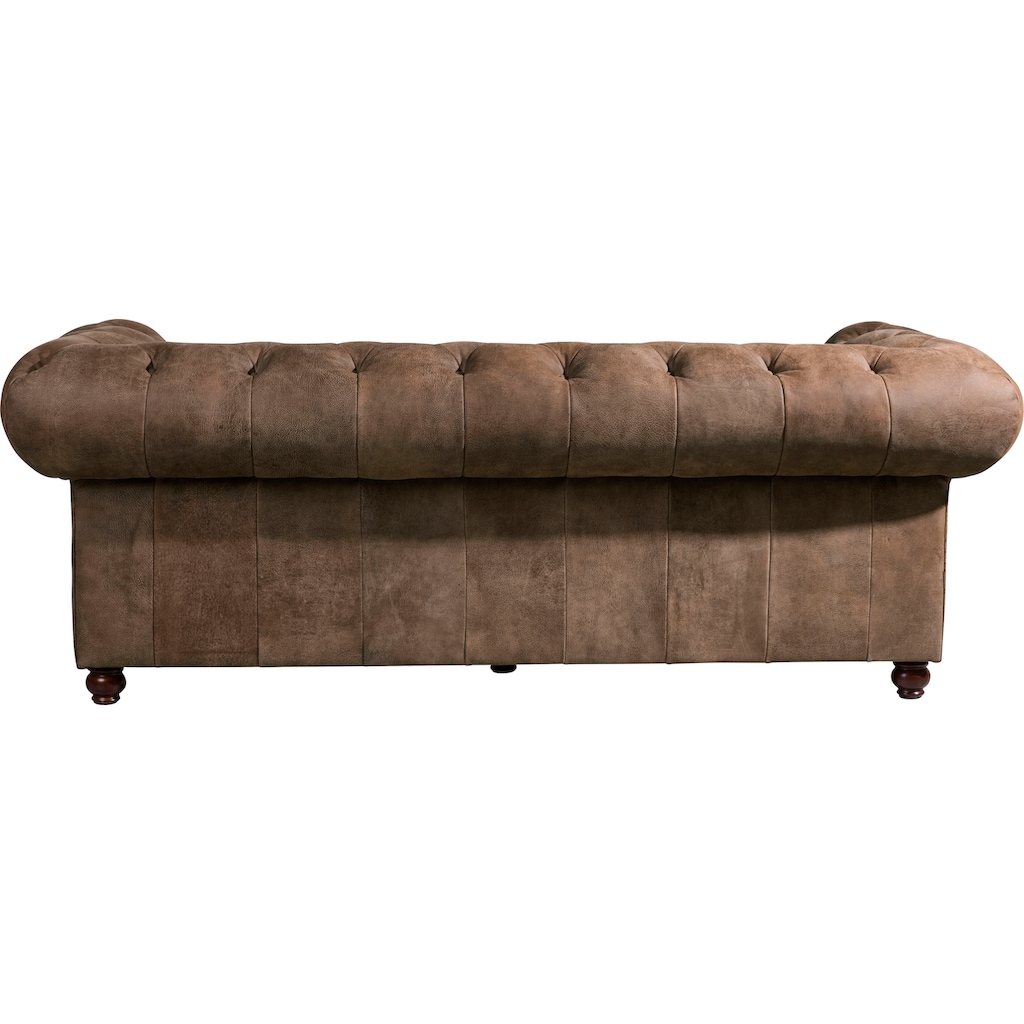 Max Winzer® Chesterfield-Sofa »Old England«, 2,5-Sitzer Ledersofa mit Knopfheftung & Ziernägeln, Breite 218 cm