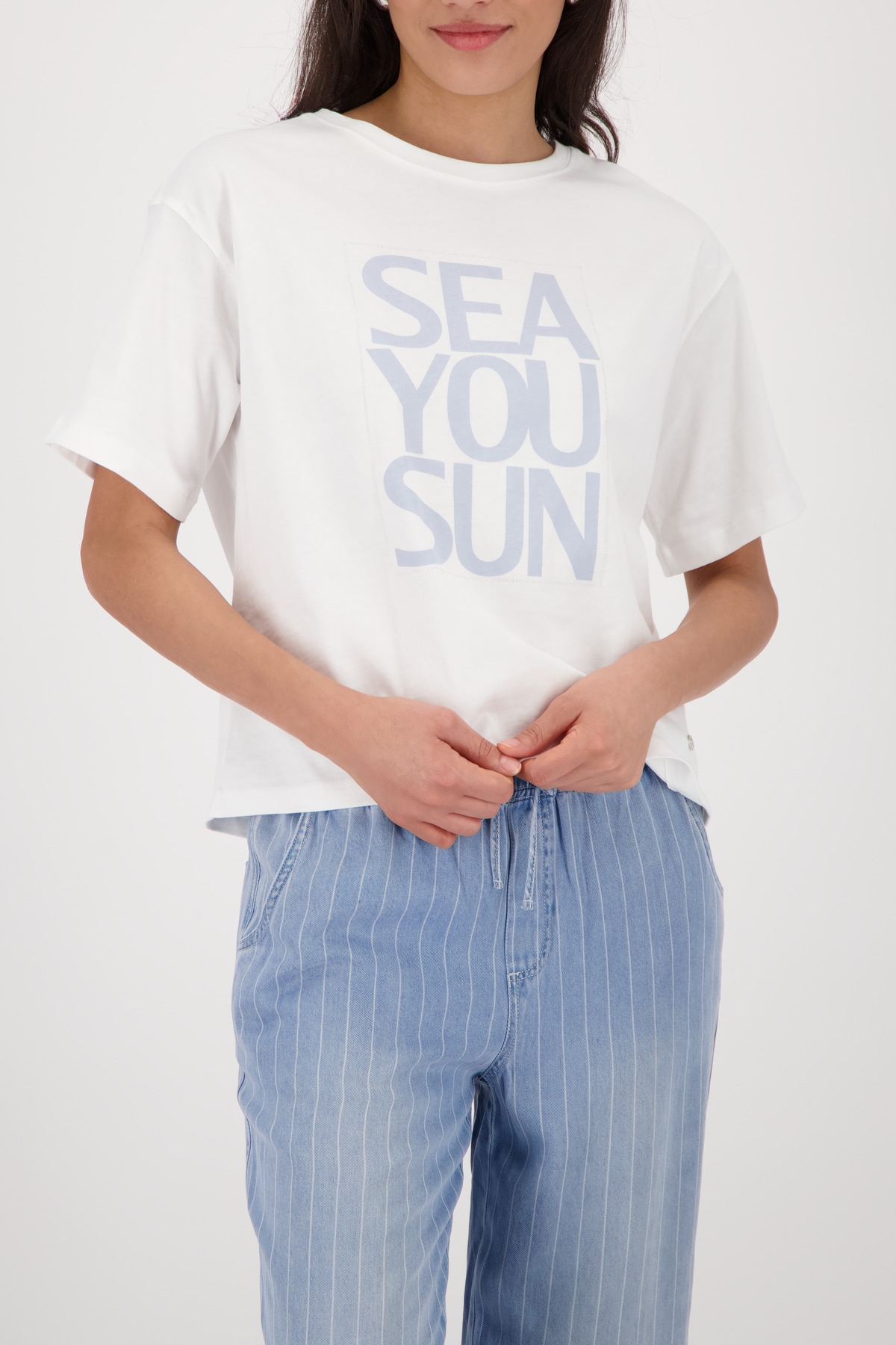 Monari T-Shirt »Shirt Druck platziert« Regular fit mit Schriftzug