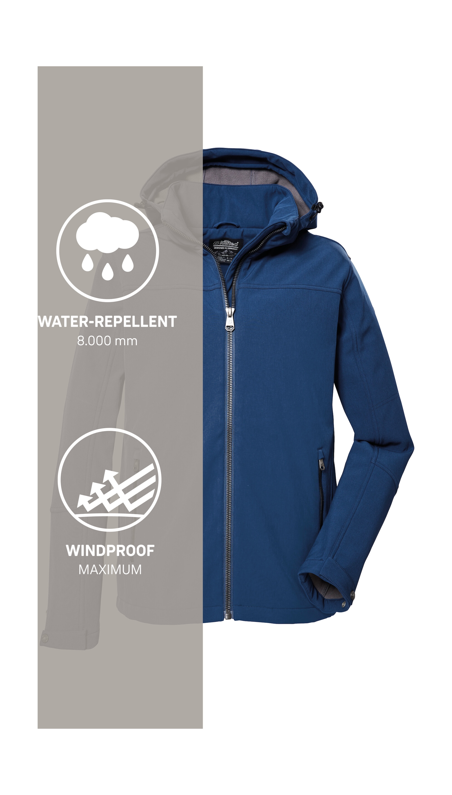 Killtec Softshelljacke »Herren Softshelljacke«, Wasserabweisende Softshelljacke mit Fleece, abnehmbarer Kapuze