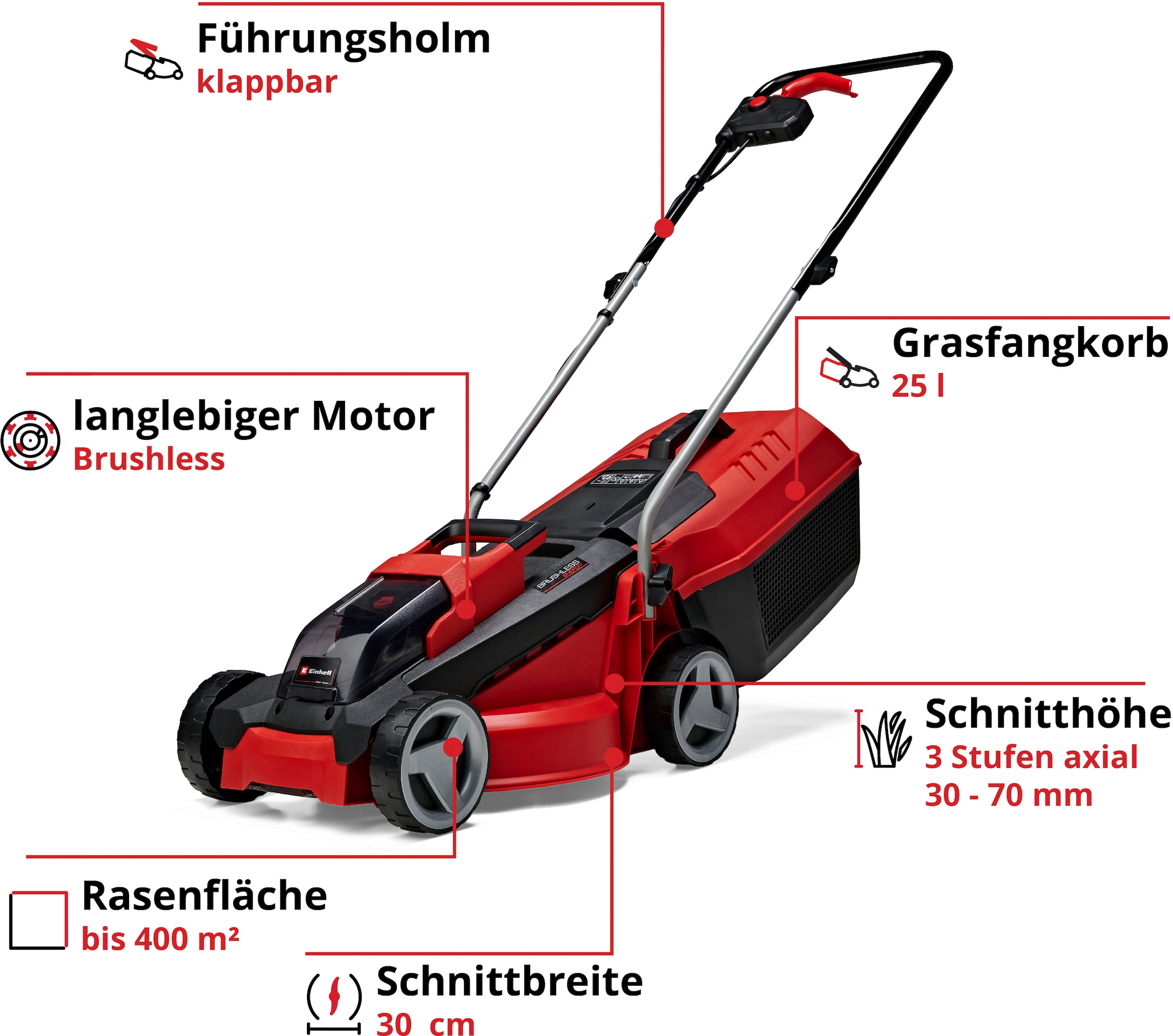 Einhell Akkurasenmäher »GE-CM 18/30 Li« mit Akku und Ladegerät