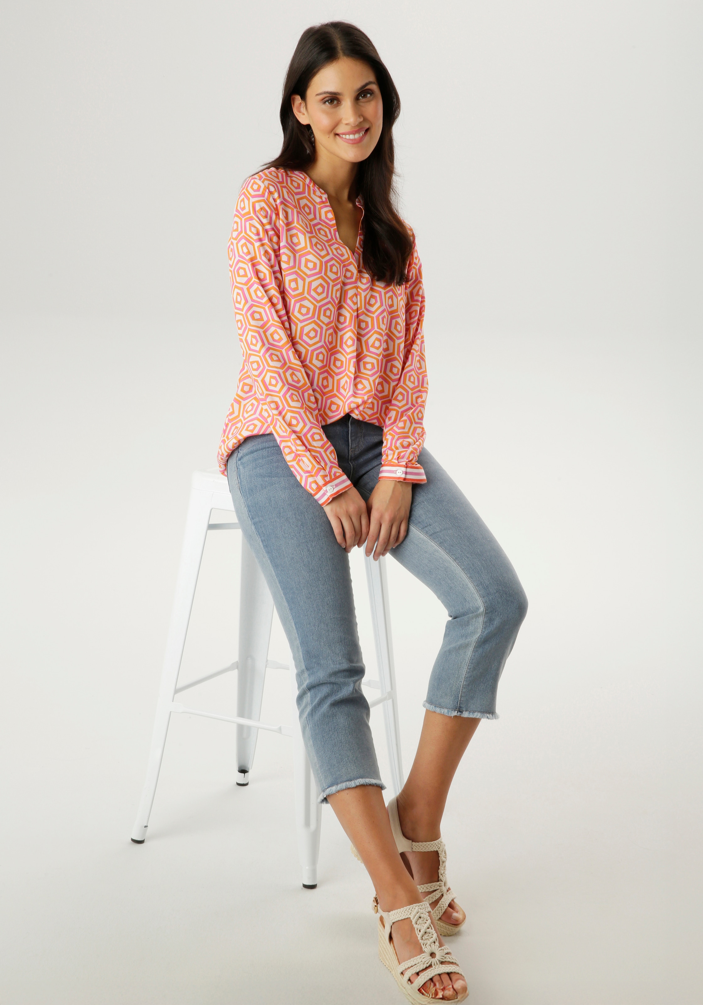 Aniston SELECTED Schlupfbluse mit angesagter geometrischer Wabenmusterung -NEUE KOLLEKTION