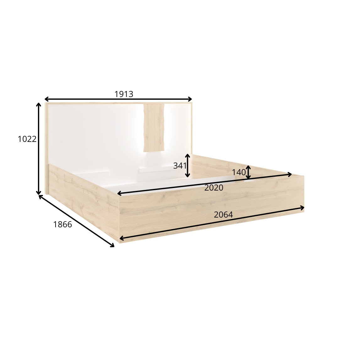 INOSIGN Bett »Bett Fabella ohne Matratze (Schlaffläche 180x200 cm)«, Bett mit Stauraum und Led-Beleuchtung, BxTxH 191,3x206,4x102,2 cm