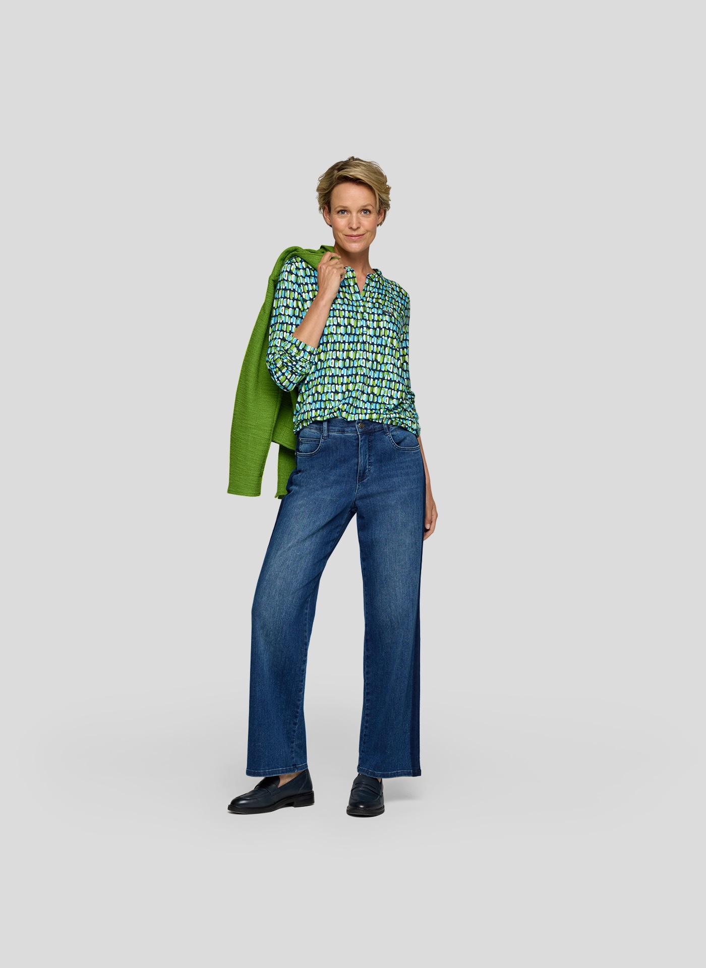 Rabe Langarmshirt mit grafischem Muster