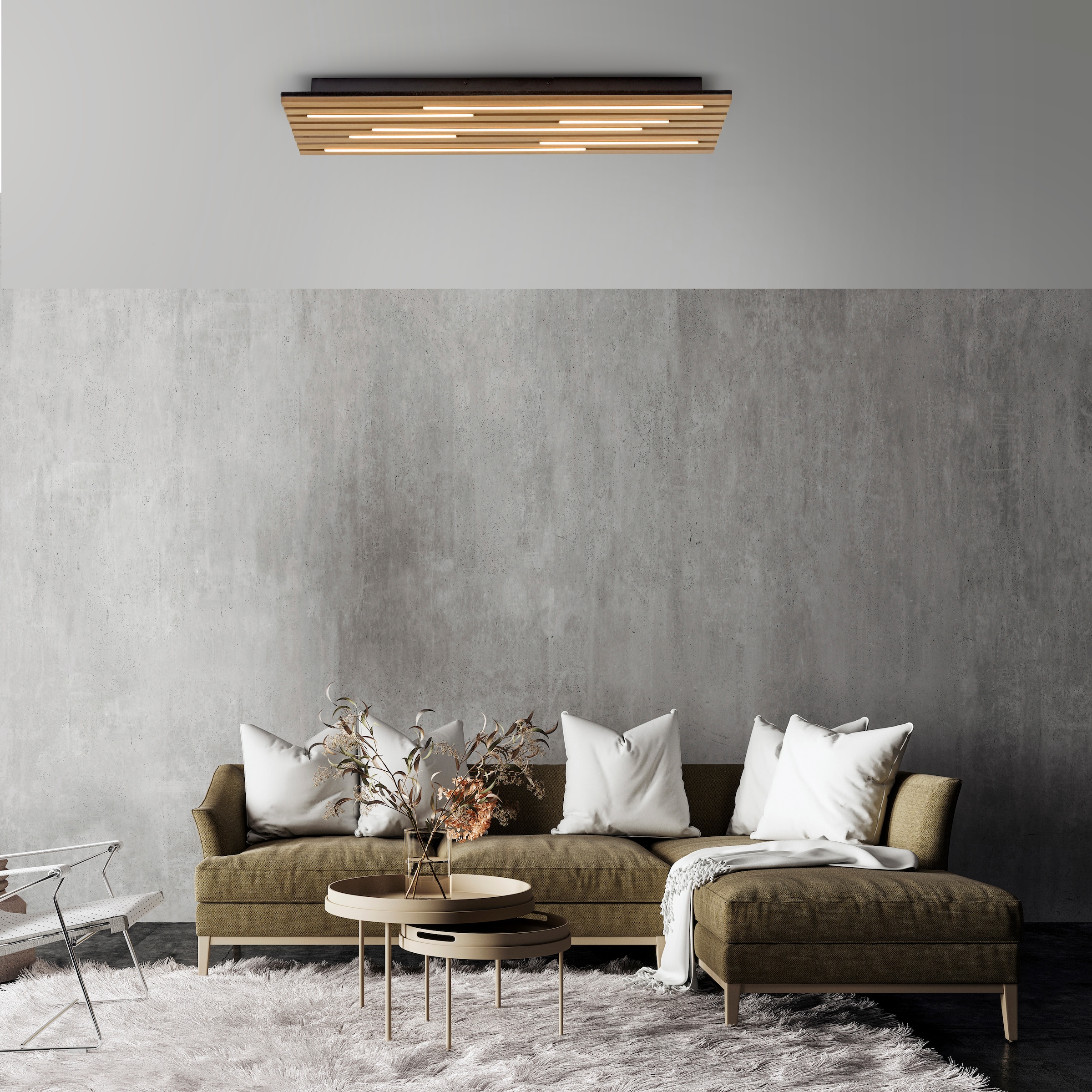 JUST LIGHT LED Deckenleuchte »AKUSTIK« LED-Board 1 Stk. Warmweiß Akustikpaneel mit Echtholzfurnier: Eiche