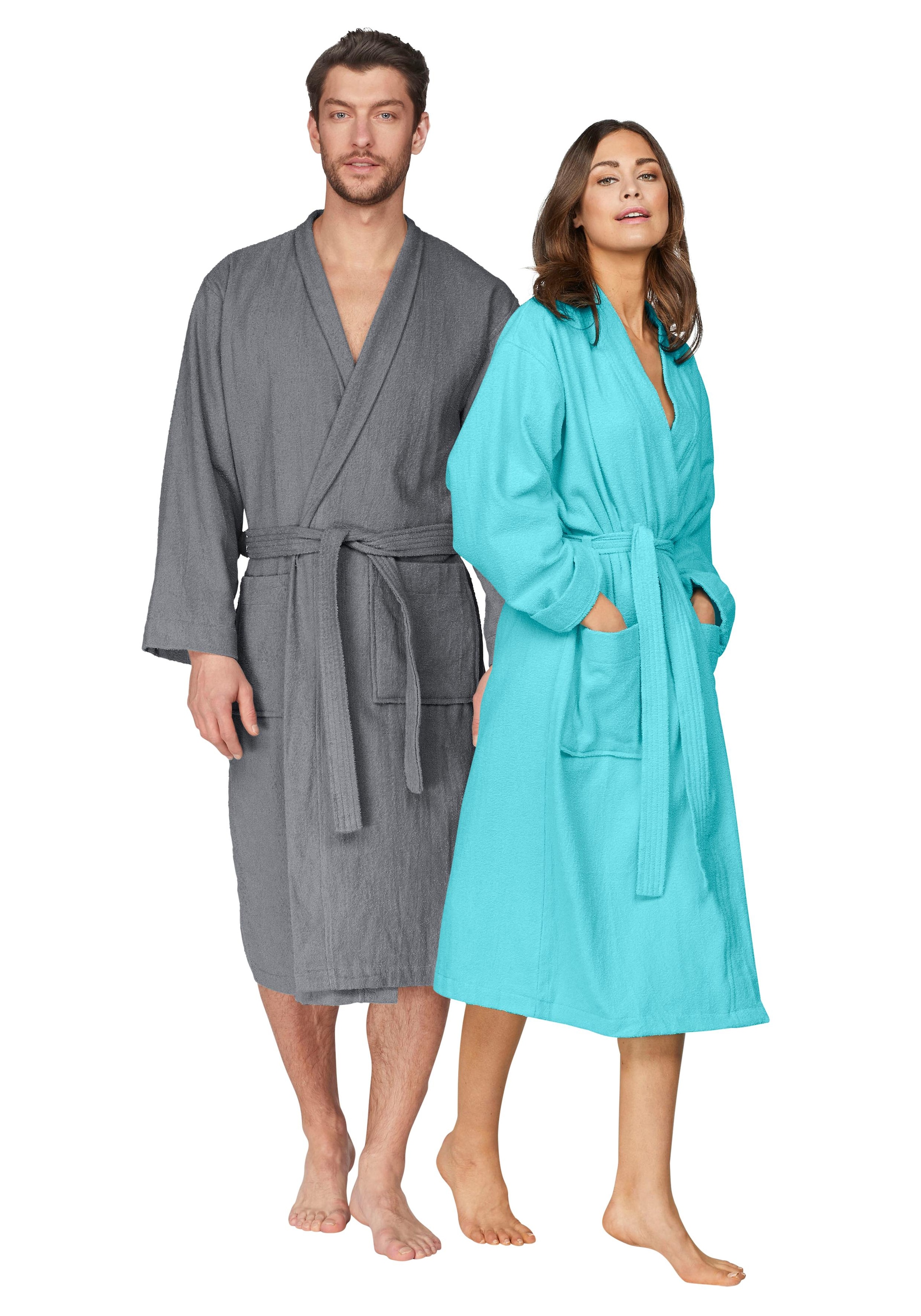 my home Unisex-Bademantel »Travel, ideal für Sauna & Spa, Hotelbademantel, Morgenmantel«, (1 St.), für Damen & Herren, leichte Qualität, langer Bademantel, S-3XL