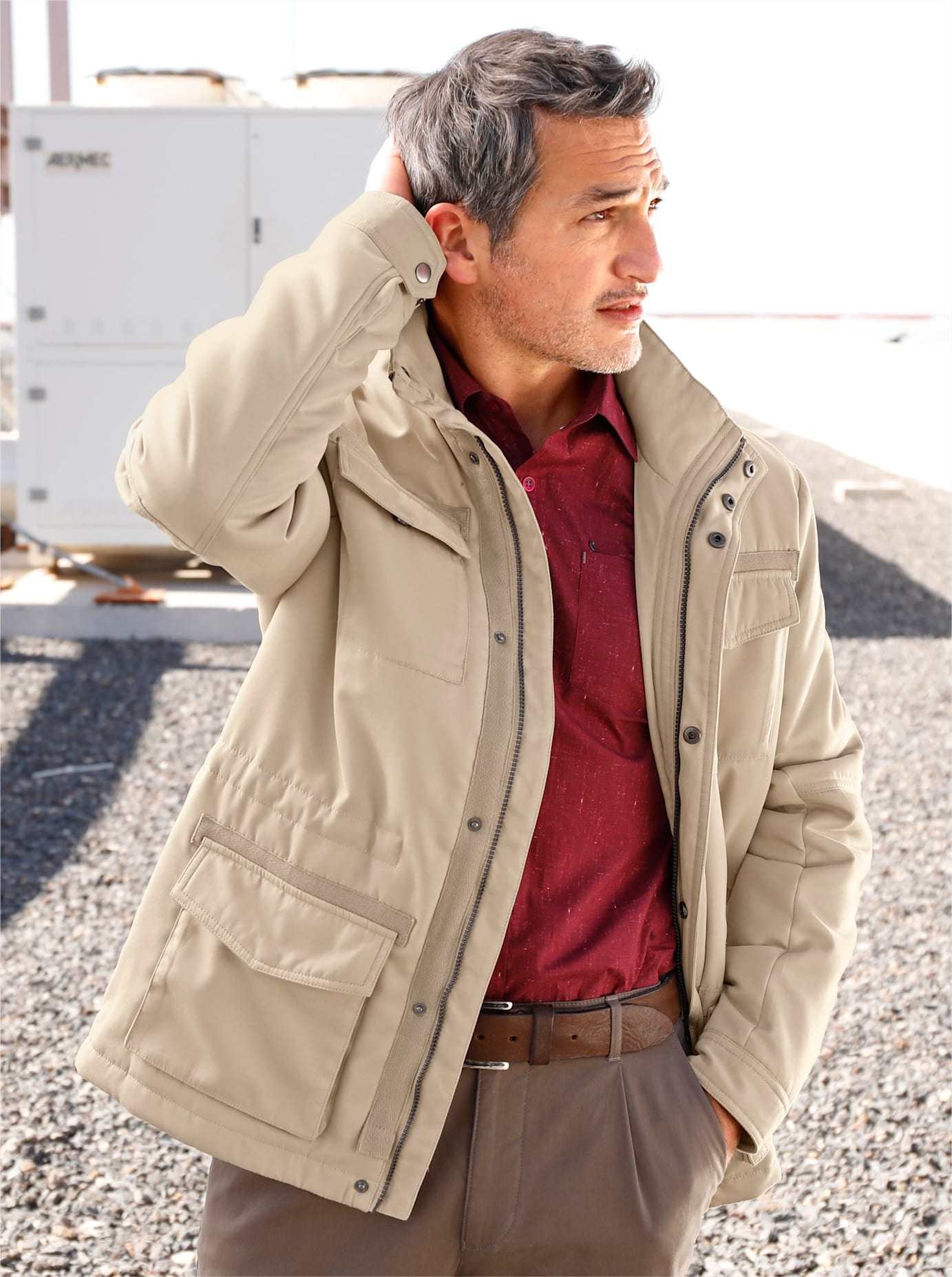 Marco Donati Herren Langjacke ohne Kapuze in beige, Größe 60