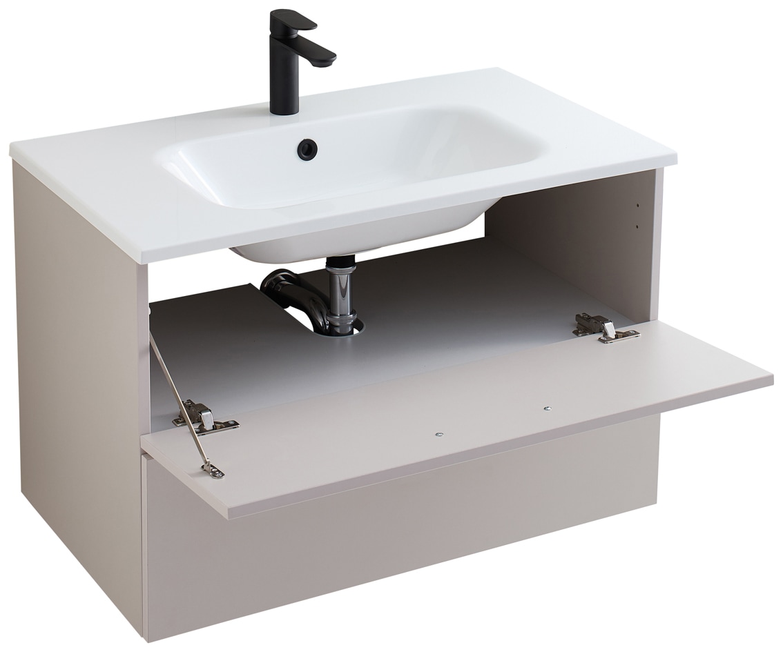 Saphir Badmöbel-Set »Quickset 500, Waschtischunterschrank mit Mineralmarmorwaschtisch« 2 Stk. tlg.