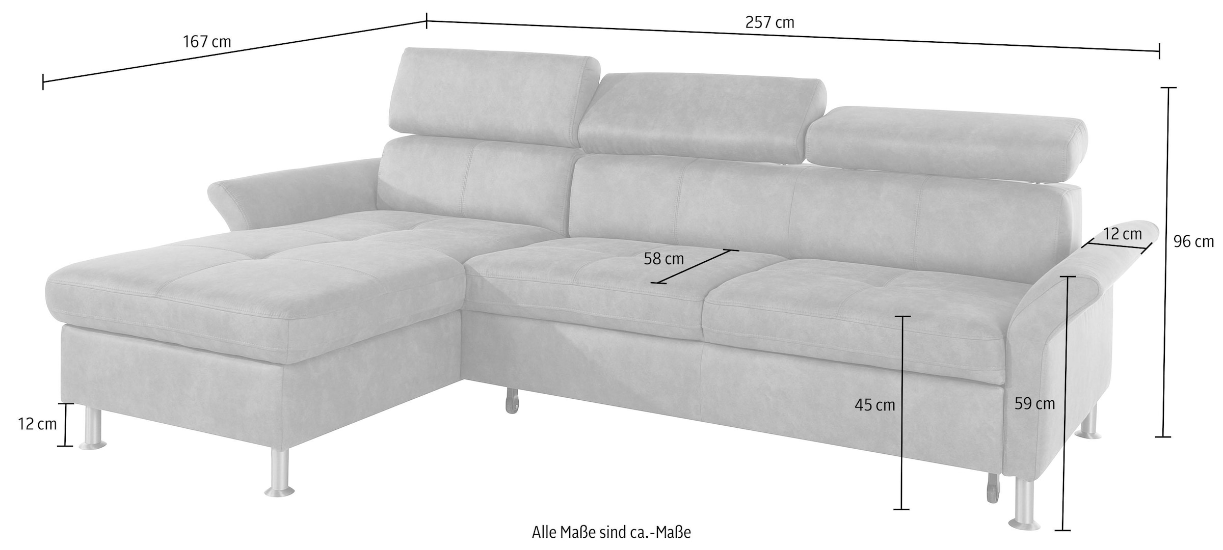 exxpo - sofa fashion Ecksofa »Maretto, L-Form«, inkl. Kopf- bzw. Rückenverstellung, wahlweise mit Bettfunktion
