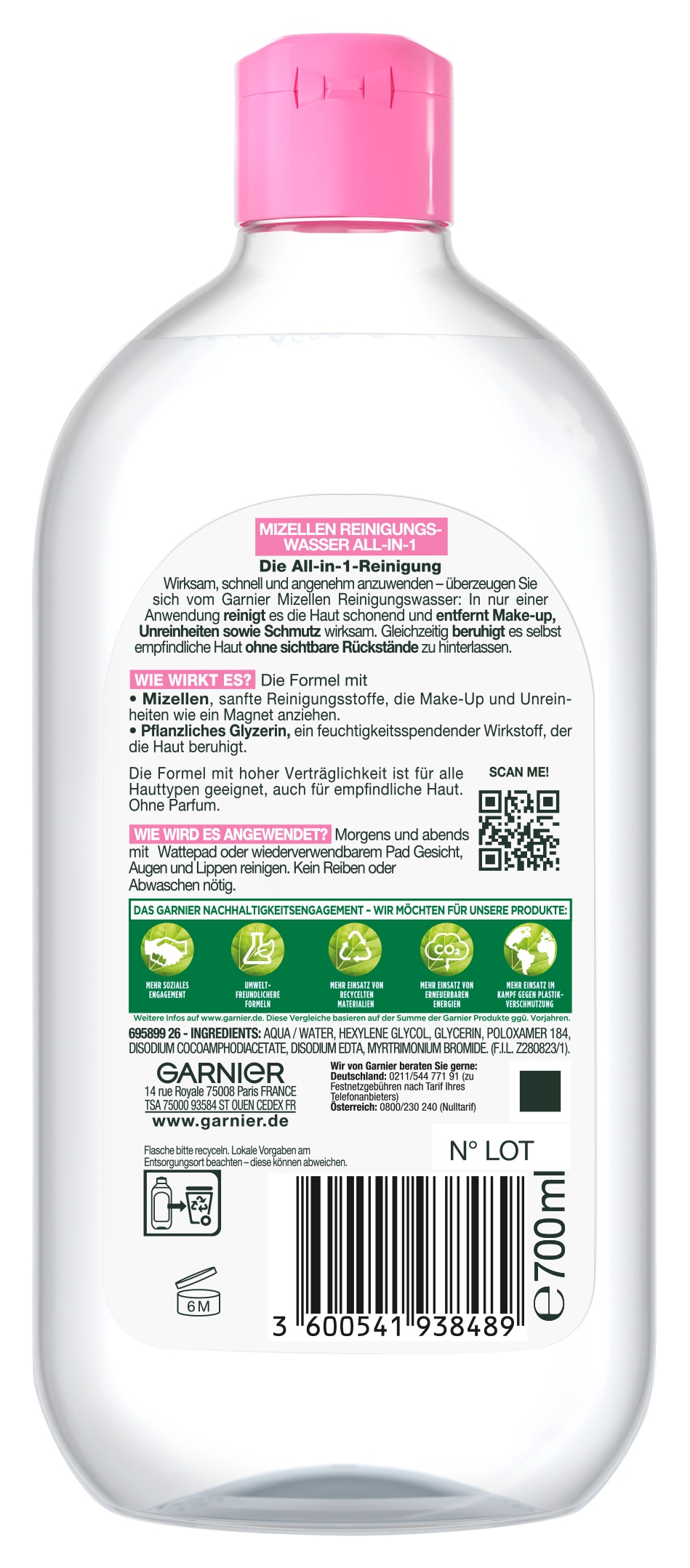 GARNIER Gesichtswasser »GARNIER SKIN ACTIVE MIZELLEN REINIGUNGSWASSER ALL-IN-1« mit Mizellen-Technologie, parfümfrei