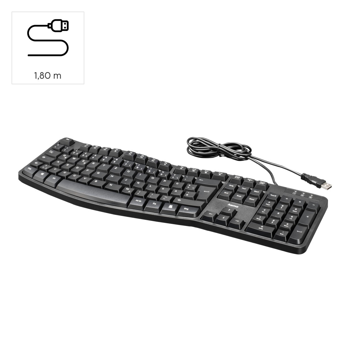 Hama ergonomische Tastatur »Ergonomische Tastatur Handballenauflage, Shop jetzt Online im (Antirutsch-Füße-ausklappbare Schwarz«, OTTO Form-Handgelenkauflage) mit Füße-ergonomische \