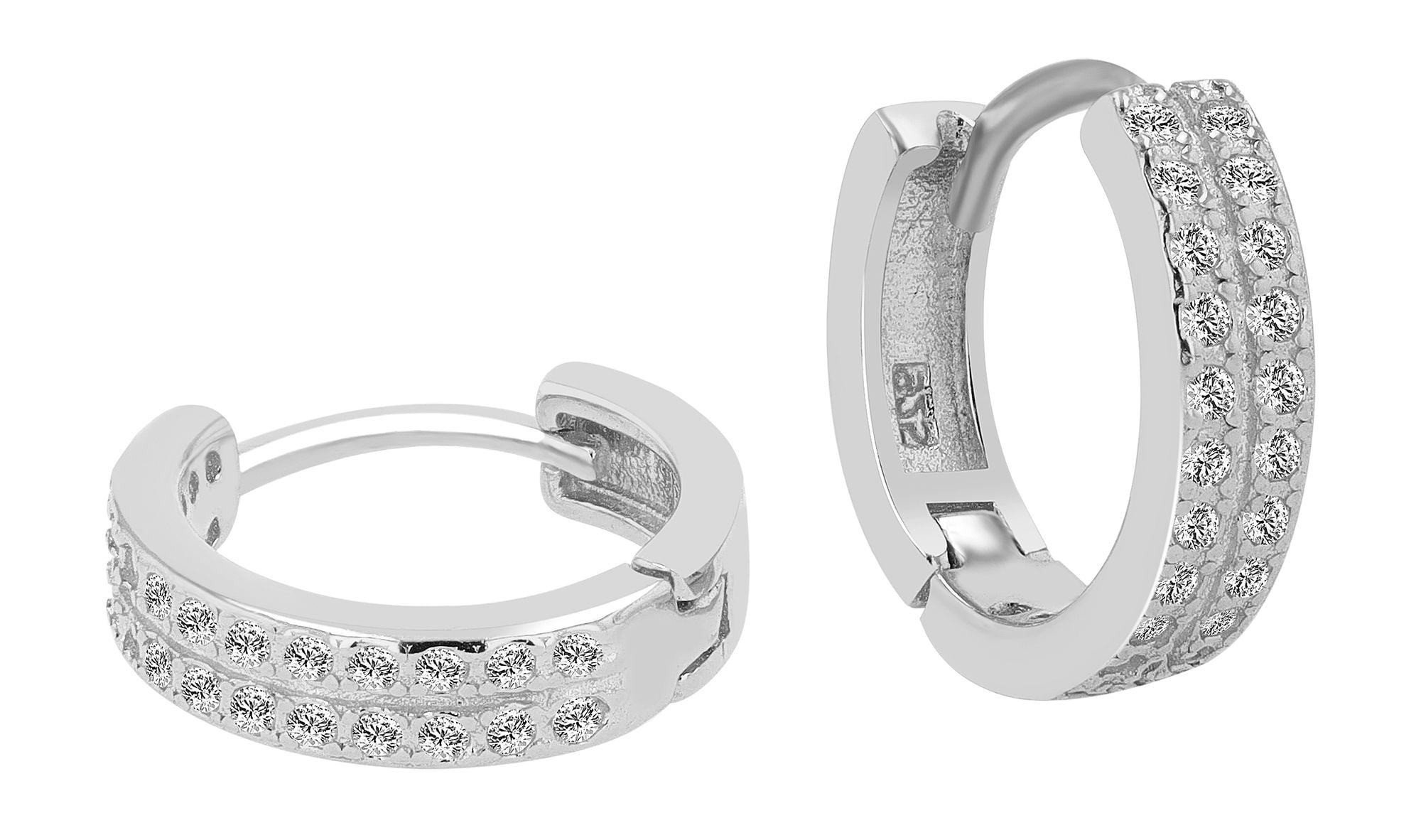 Adelia´s Paar Creolen »Damen Ohrringe ¿ Klappcreole aus 925 Silber mit Zirkonia«