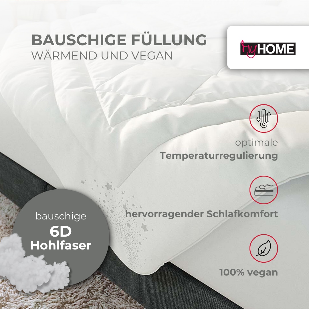 my home Kunstfaserbettdecke »Baca, Bettdecke 135x200 cm, 155x220 cm und weitere Größen«, 4-Jahreszeiten, Füllung aus hochwertiger 6D-Hohlfaser, Bezug Polyester, (1 St.), Bettdecken, Sommer, Winter, 4-Jahreszeiten, Decke