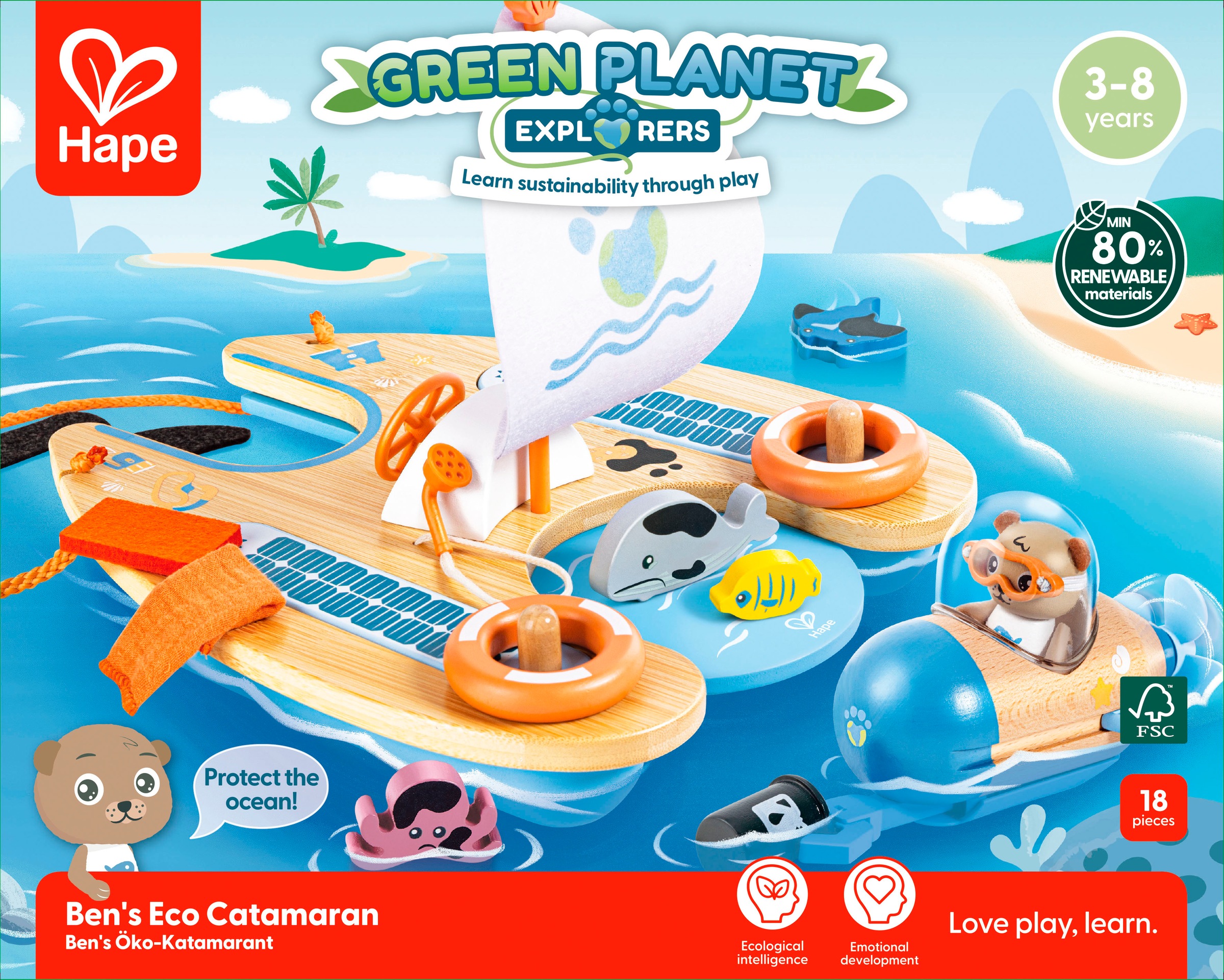 Hape Spielwelt »Green Planet Explorers, Ben’s Catamaran«