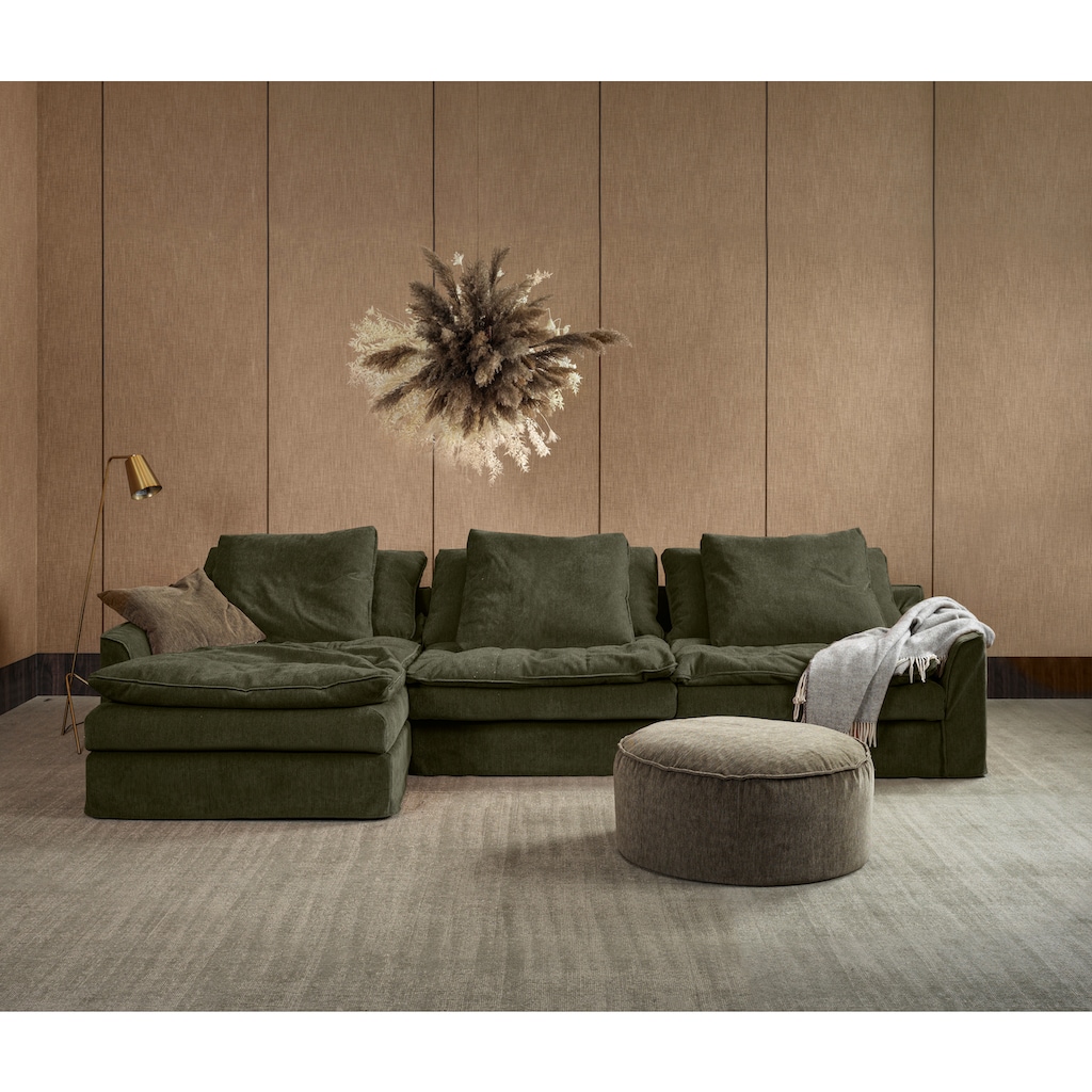 furninova Big-Sofa »Sake«, mit 6 Kissen, abnehmbarer und waschbarer Hussenbezug, Kissen mit Federn gefüllt, Memoryschaum, im skandinavischen Design
