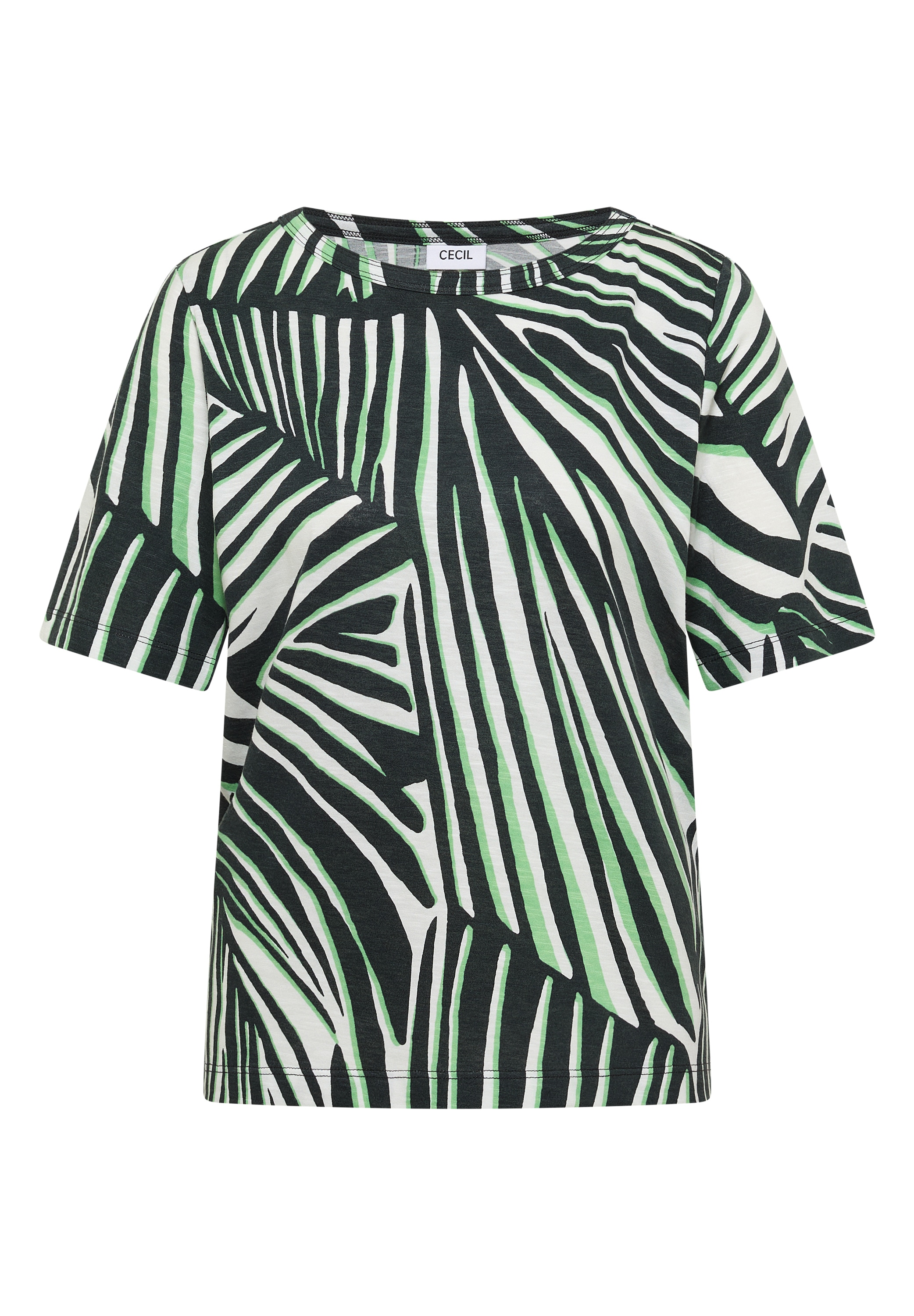Cecil Kurzarmshirt Sommershirt mit grafischem Blätter-Print