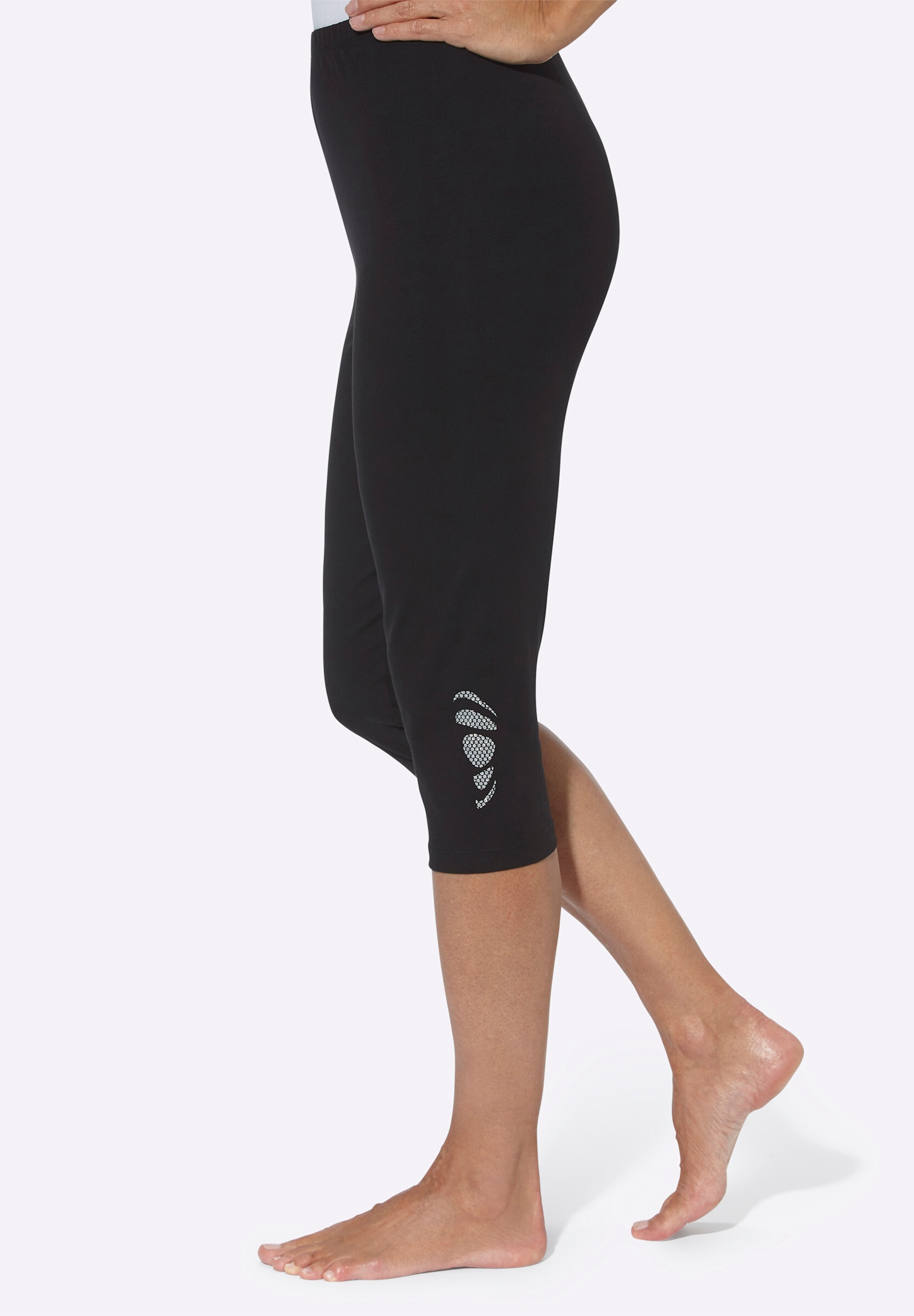 Sieh an! Caprihose »Capri-Leggings Caprileggings mit Glitzerdruck am Saum 2 Stück«