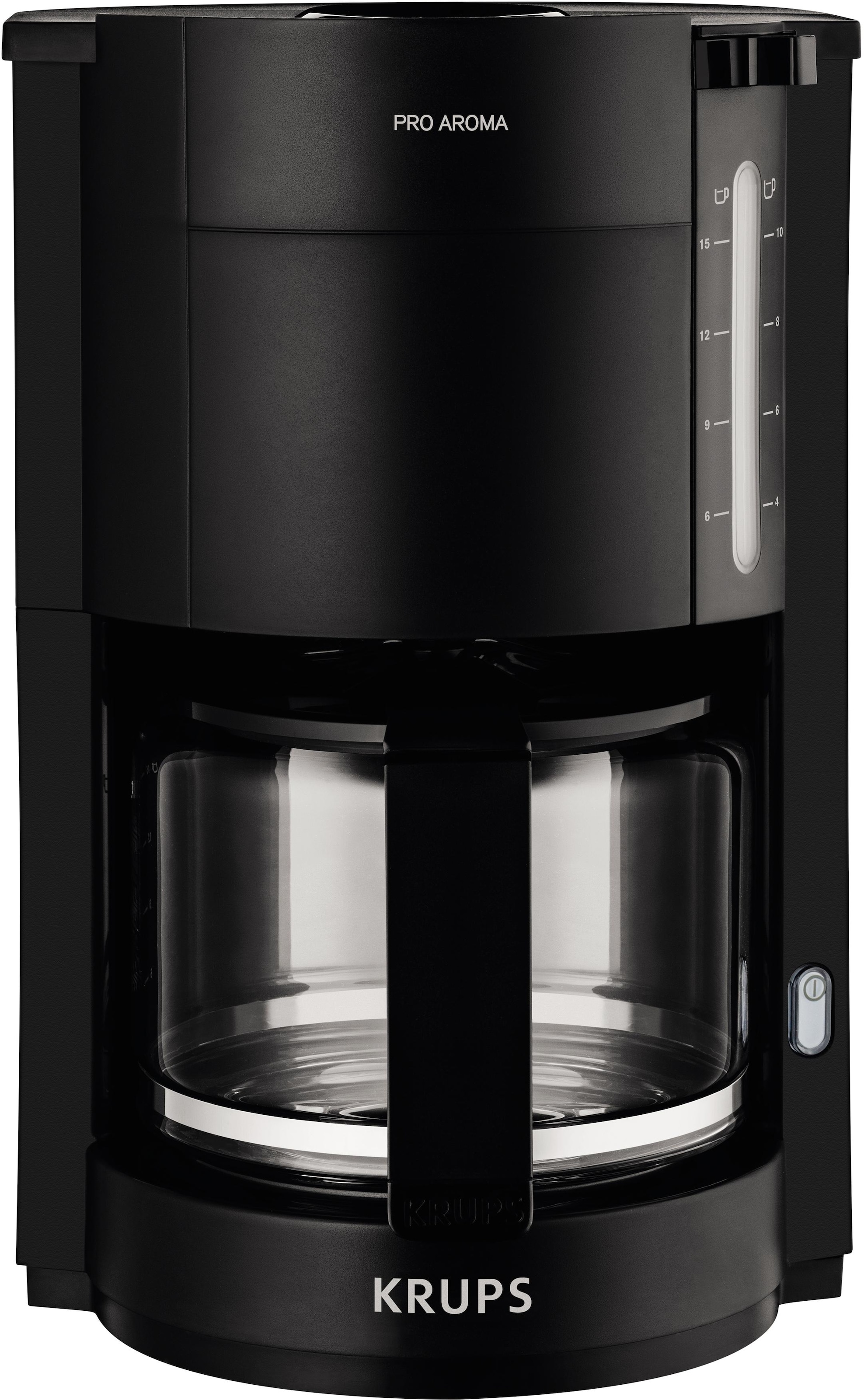 Krups Filterkaffeemaschine »F30908 Pro Aroma«, mit Glaskanne, 1,25L Füllmenge, 10-15 Tassen, 1050W, Schwarz