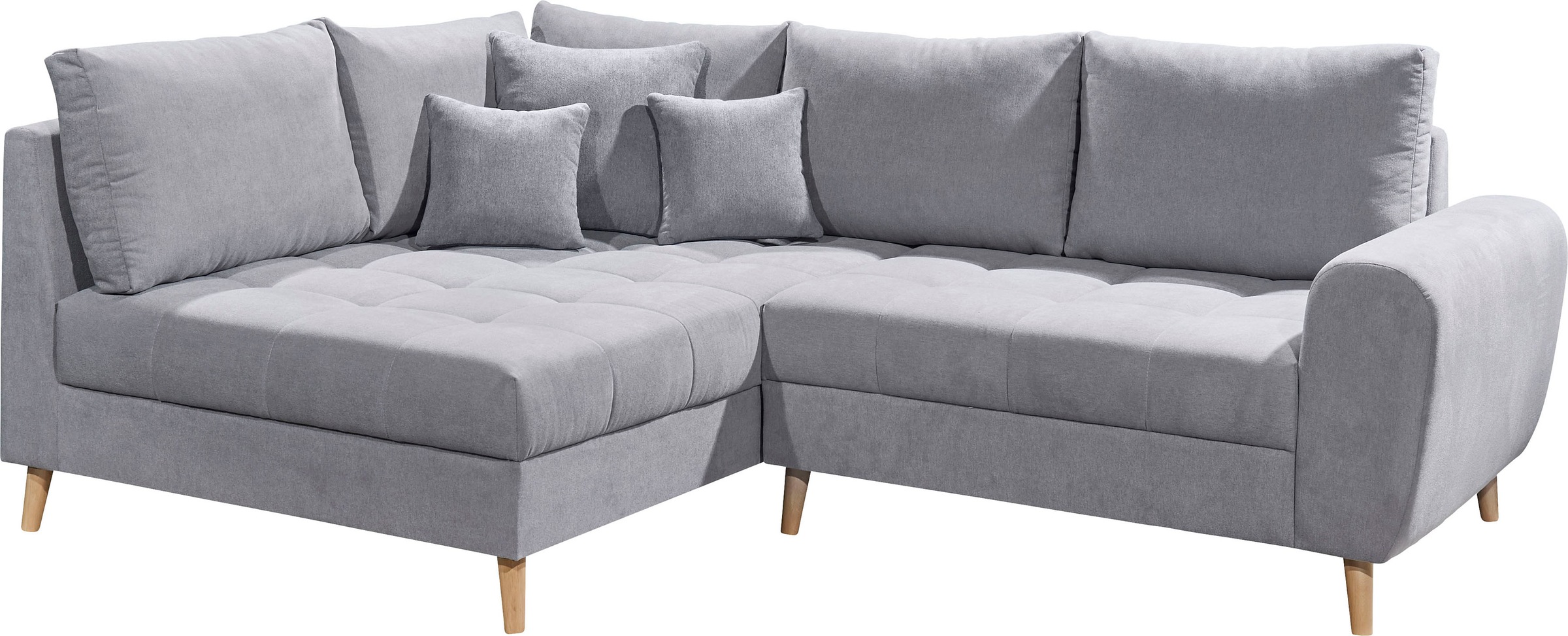 ED EXCITING DESIGN Ecksofa »Alice L-Form«, (Set), mit Hocker, Rückenkissen, Zierkissen, frei im Raum stellbar