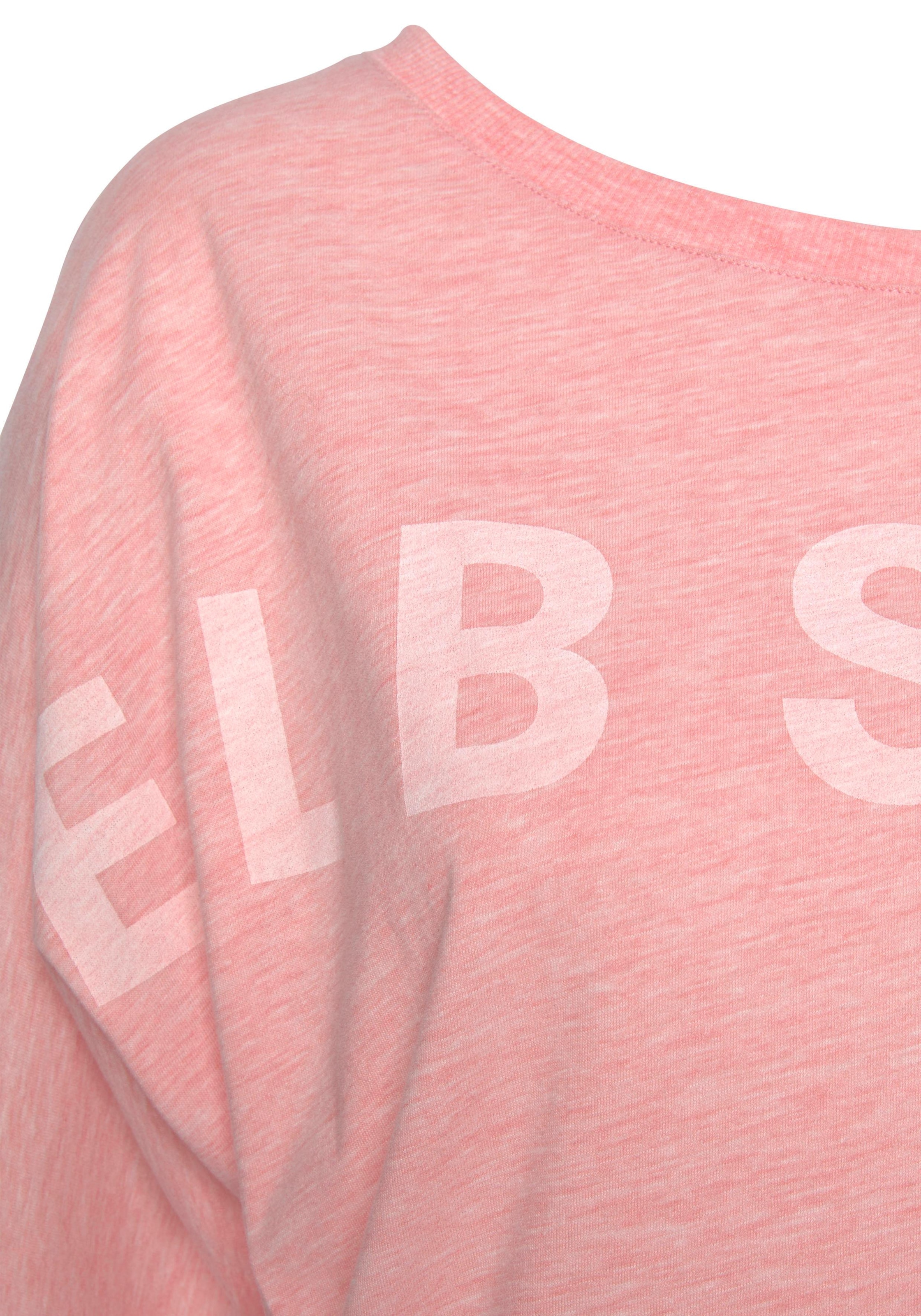 Elbsand lockere in mit OTTO »Iduna«, 3/4-Arm-Shirt Passform Melange-Optik vorne, bei Baumwoll-Mix, Logodruck bestellen