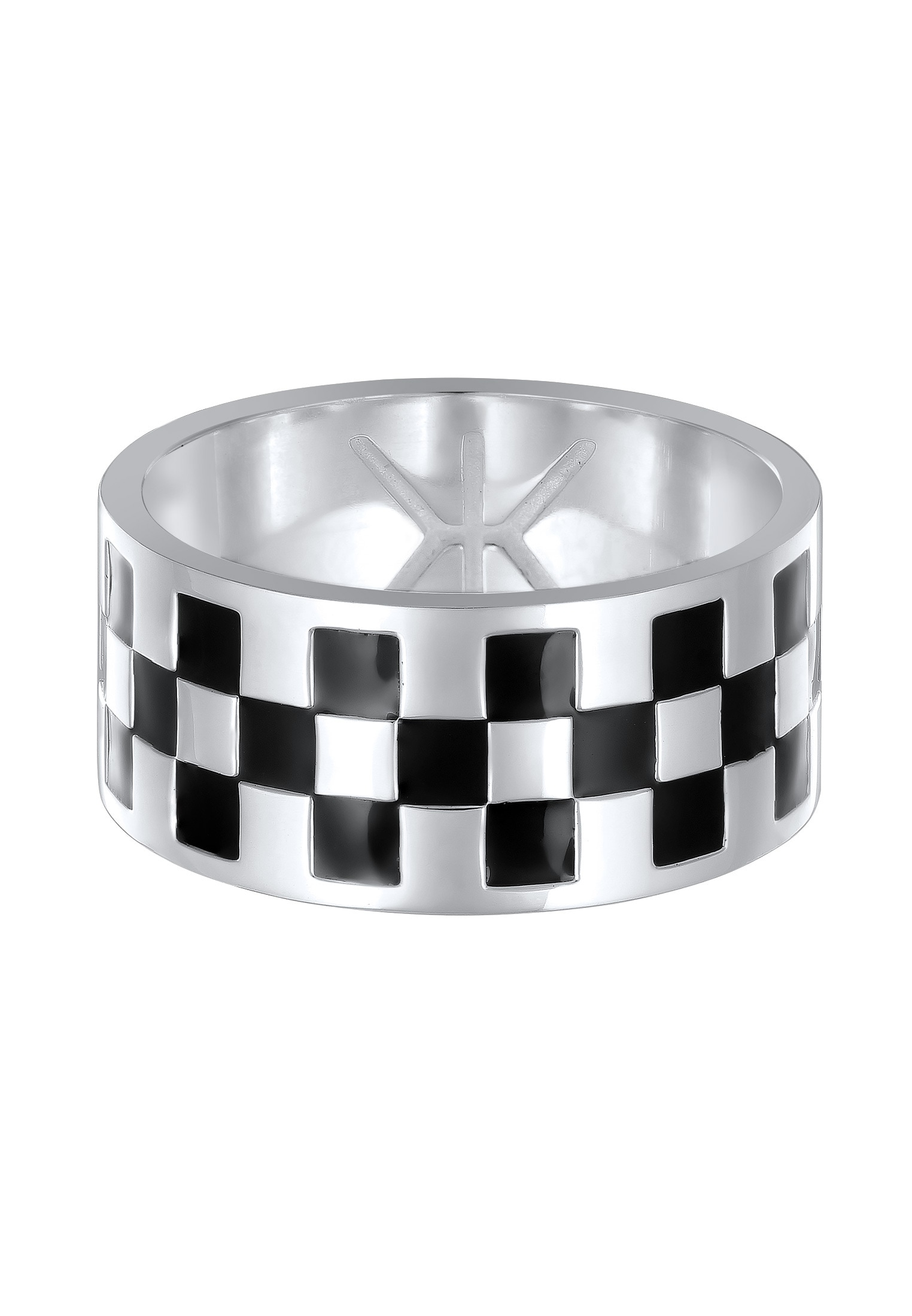 Kuzzoi Silberring »Ring Schachbrett Emaille 925 Sterling Silver«
