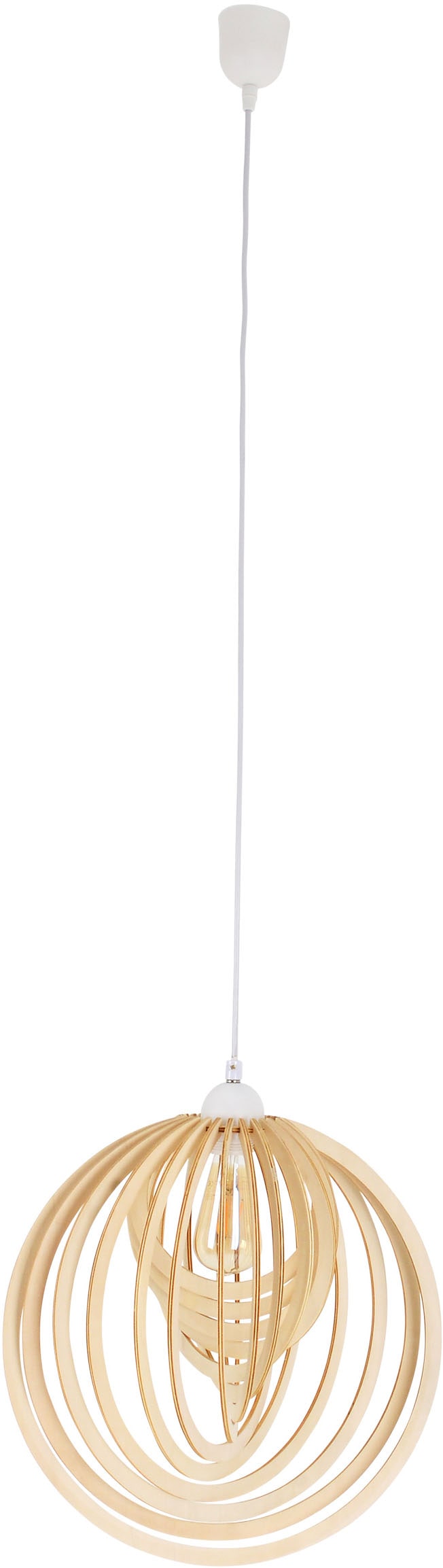 näve Pendelleuchte »Armella« E27 1 Stk. Holz hellbraun, exkl. 1x E27 max. 40 W, H: ca. 145cm / D: ca. 40cm