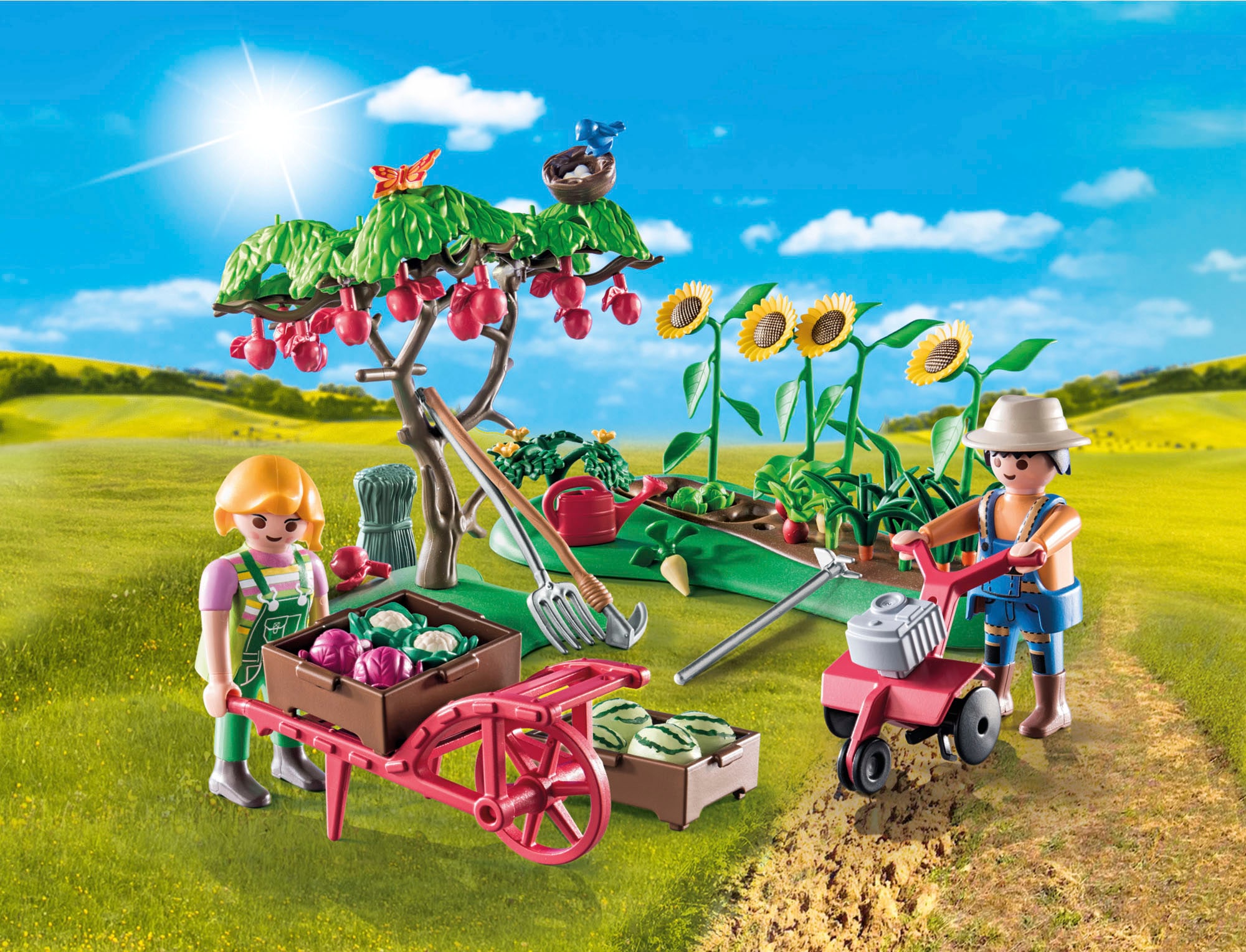 Playmobil® Konstruktions-Spielset »Starter Pack, Bauernhof Gemüsegarten (71380), Country«, (91 St.), teilweise aus recyceltem Material