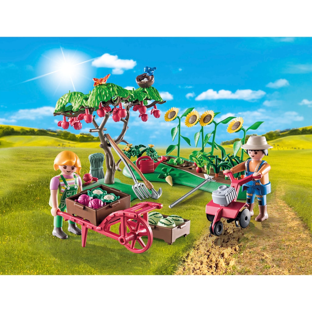 Playmobil® Konstruktions-Spielset »Starter Pack, Bauernhof Gemüsegarten (71380), Country«, (91 St.), teilweise aus recyceltem Material