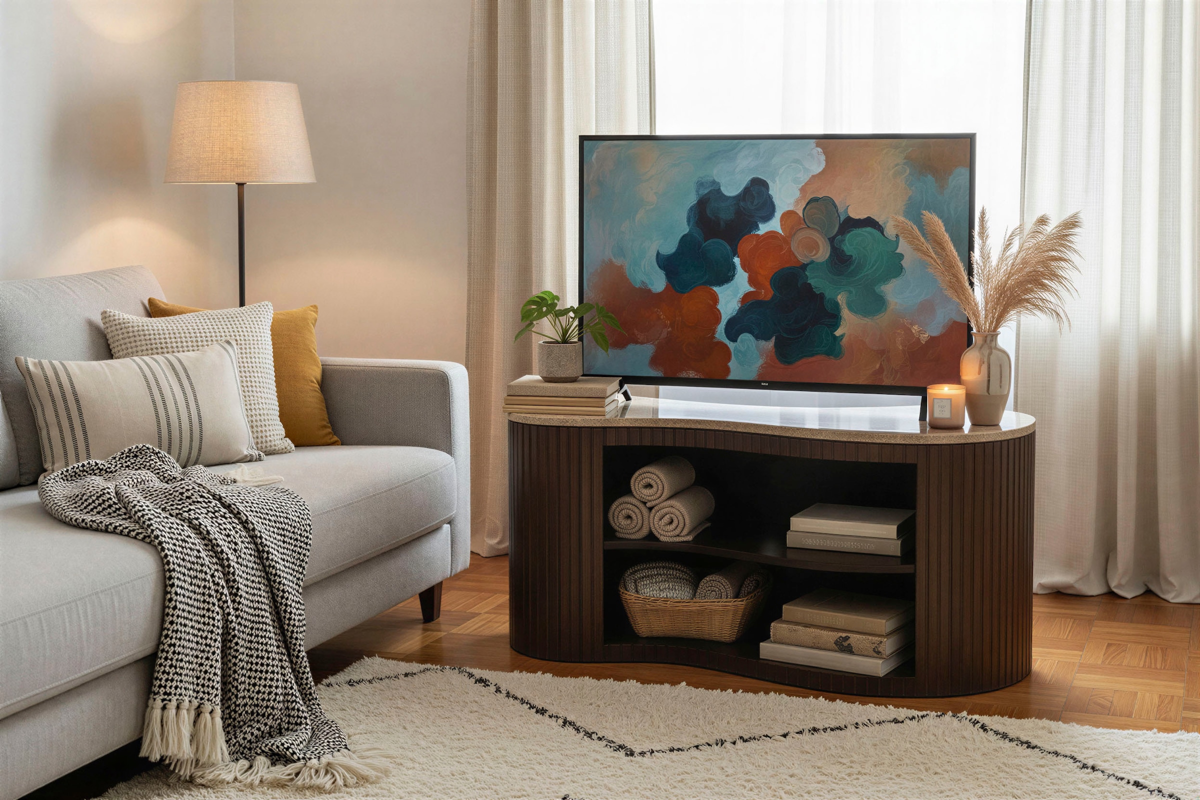 SIT TV-Board »Dallas aus Mango massiv mit Lamellenfront & 2 offenen Fächern« 1 Stk. tlg. 2-in-1 als TV-Board oder Couchtisch mit Lamellenfront