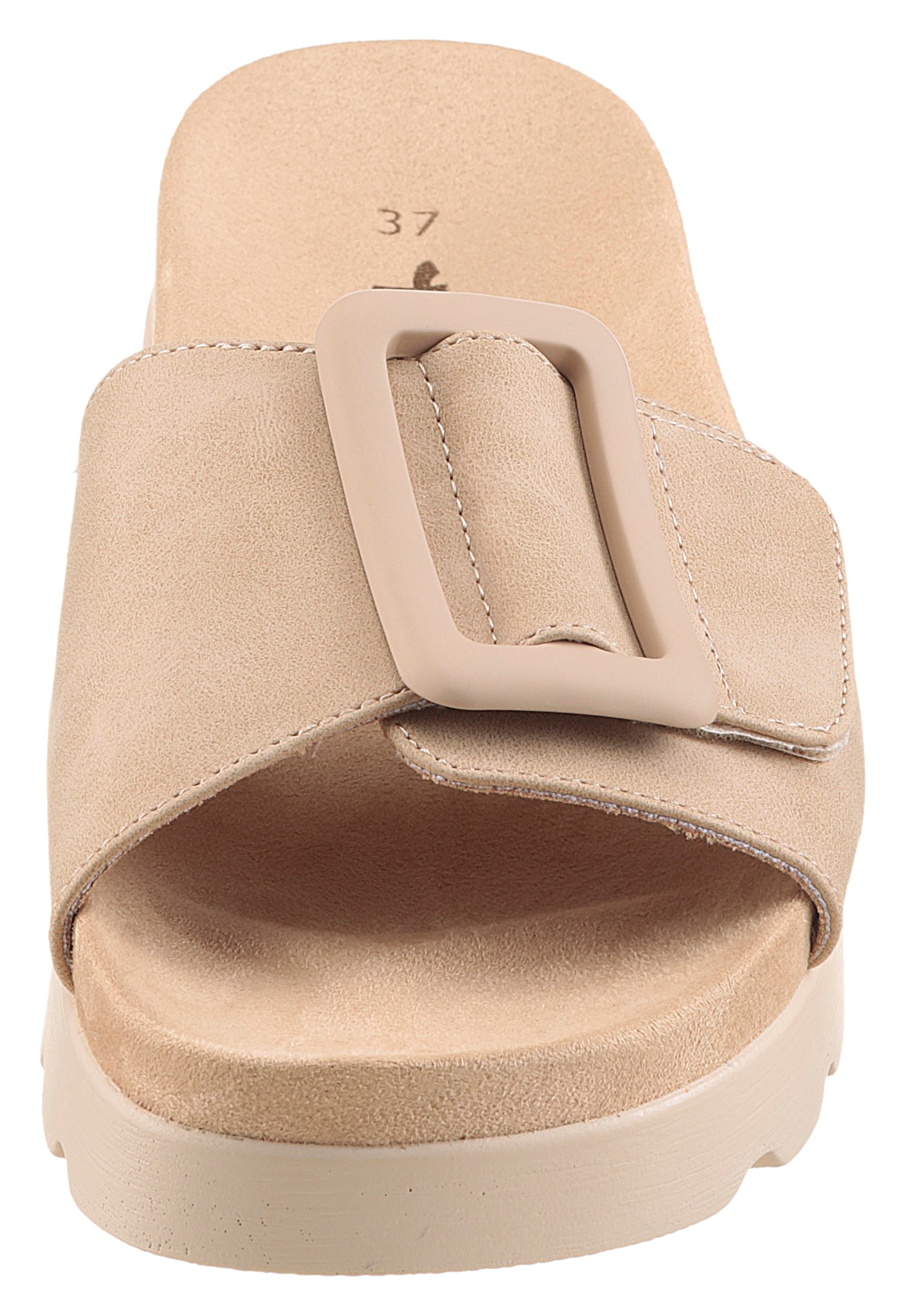 Tamaris Pantolette, Plateau, Sommerschuh mit großer Zierschnalle