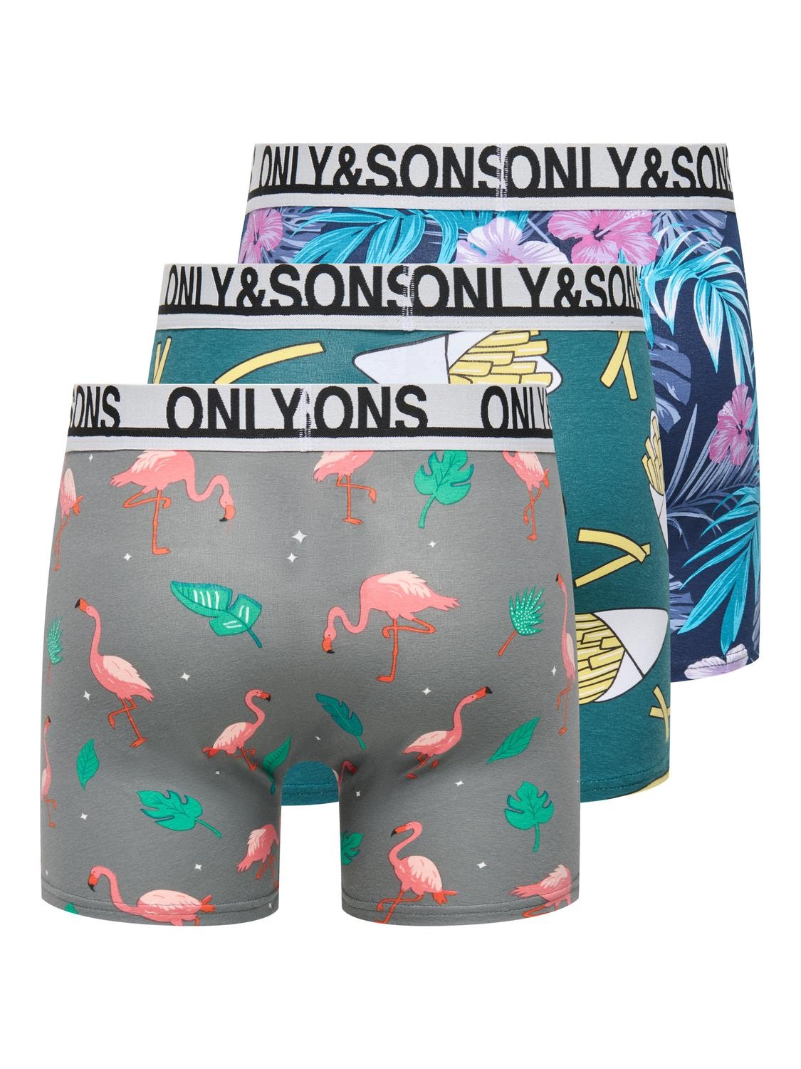 ONLY & SONS Trunk »ONSFITZ AOP WB BOLD BOXER 3PACK NOOS« Packung, 3 Stk. Baumwollmischung, eng anliegend